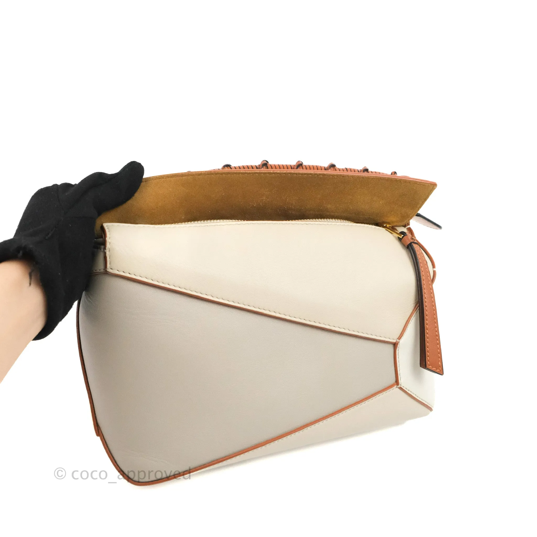 Loewe Small Puzzle Edge Bag Ghost/Soft White Nappa Calfskin