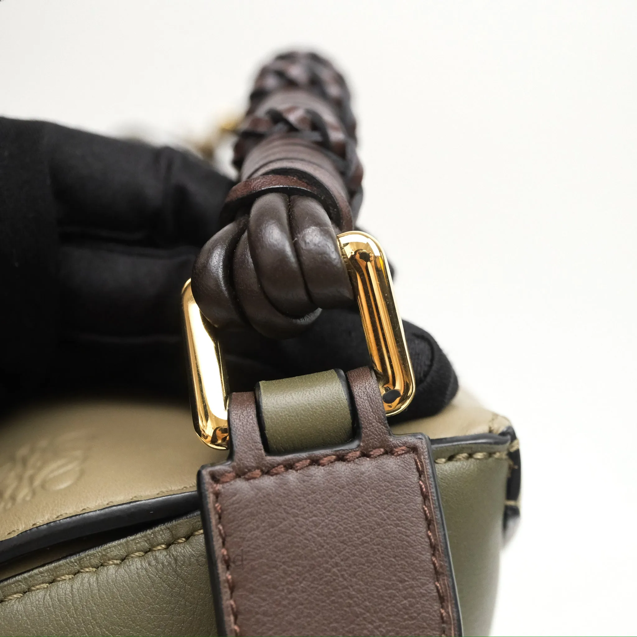 Loewe Small Puzzle Edge Bag Laurel Green/Light Oat Calfskin