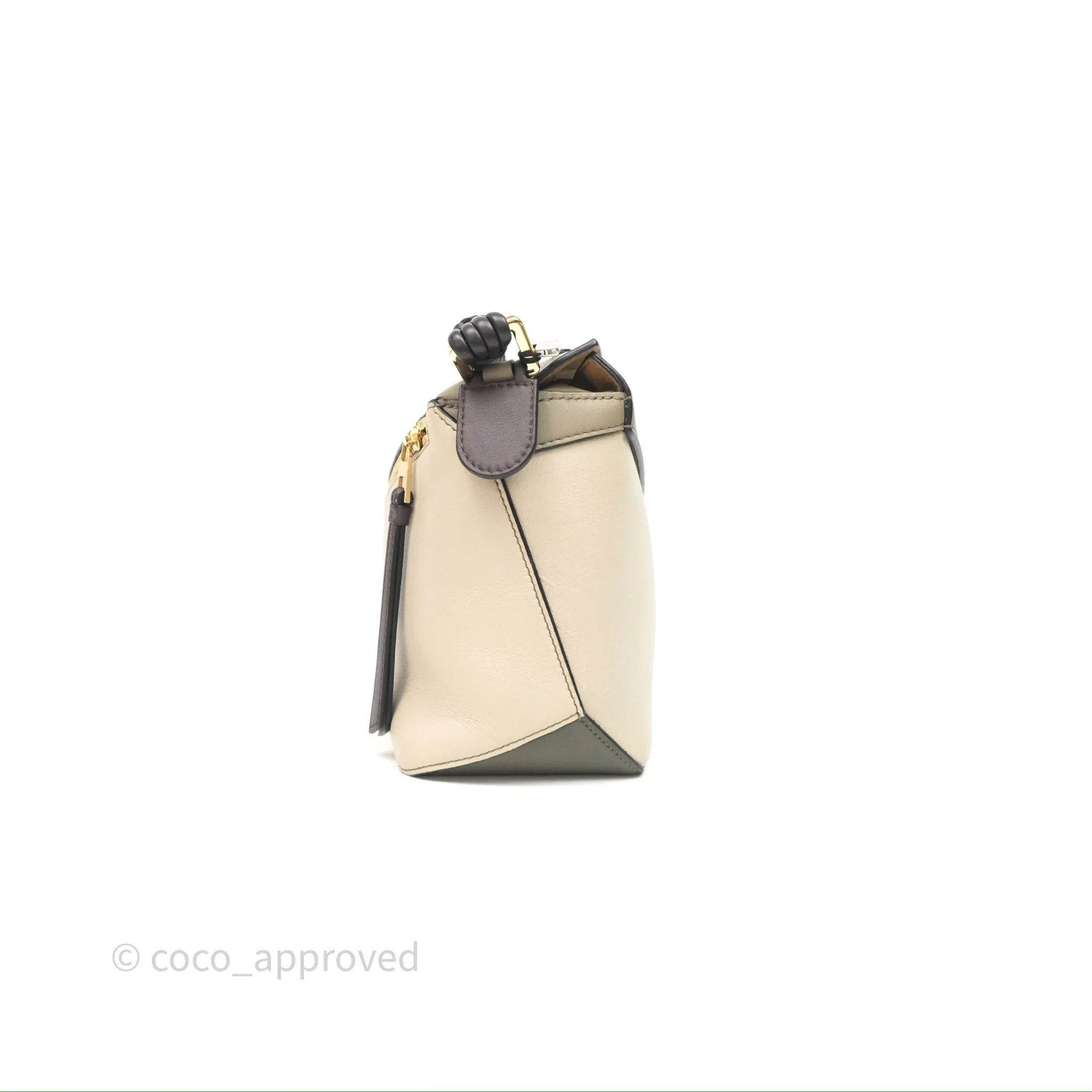 Loewe Small Puzzle Edge Bag Laurel Green/Light Oat Calfskin