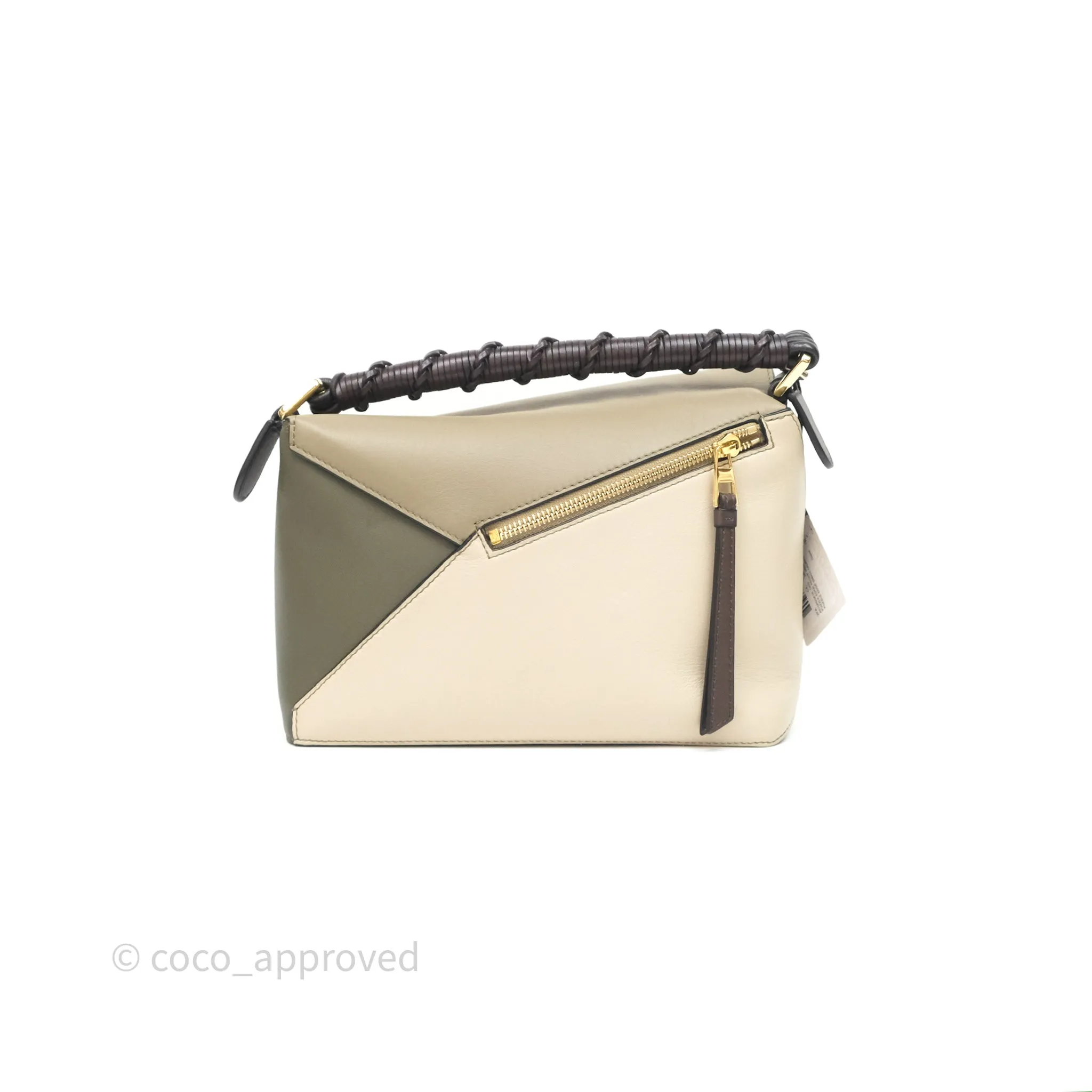 Loewe Small Puzzle Edge Bag Laurel Green/Light Oat Calfskin