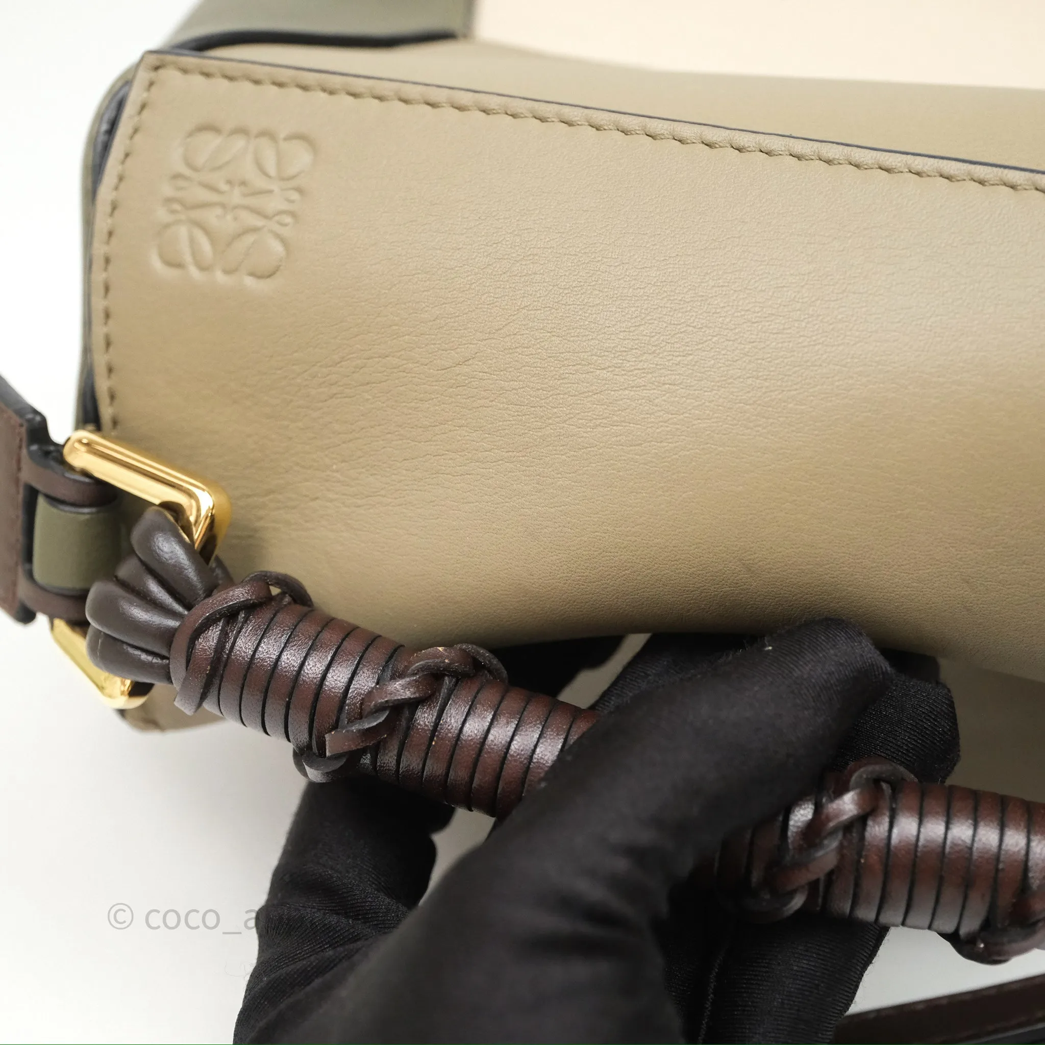 Loewe Small Puzzle Edge Bag Laurel Green/Light Oat Calfskin