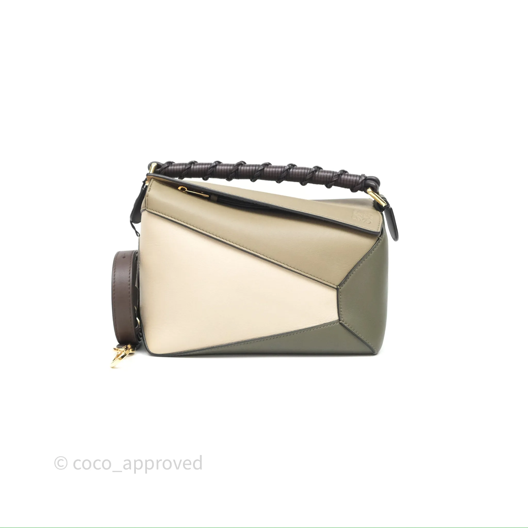 Loewe Small Puzzle Edge Bag Laurel Green/Light Oat Calfskin