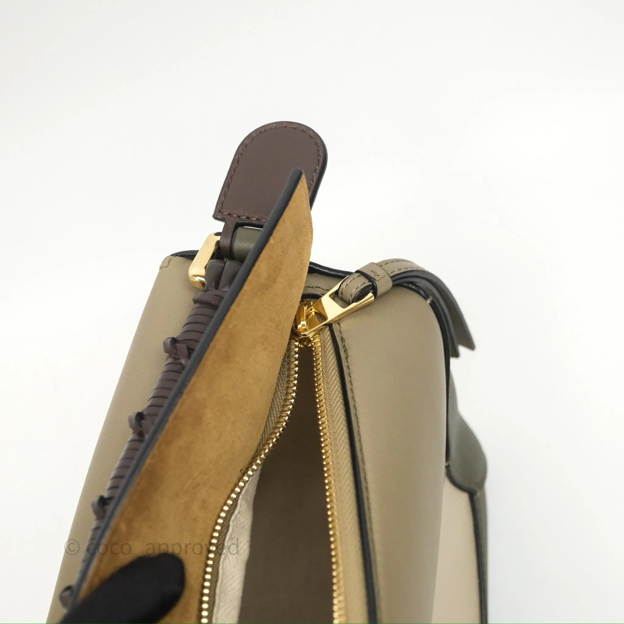 Loewe Small Puzzle Edge Bag Laurel Green/Light Oat Calfskin