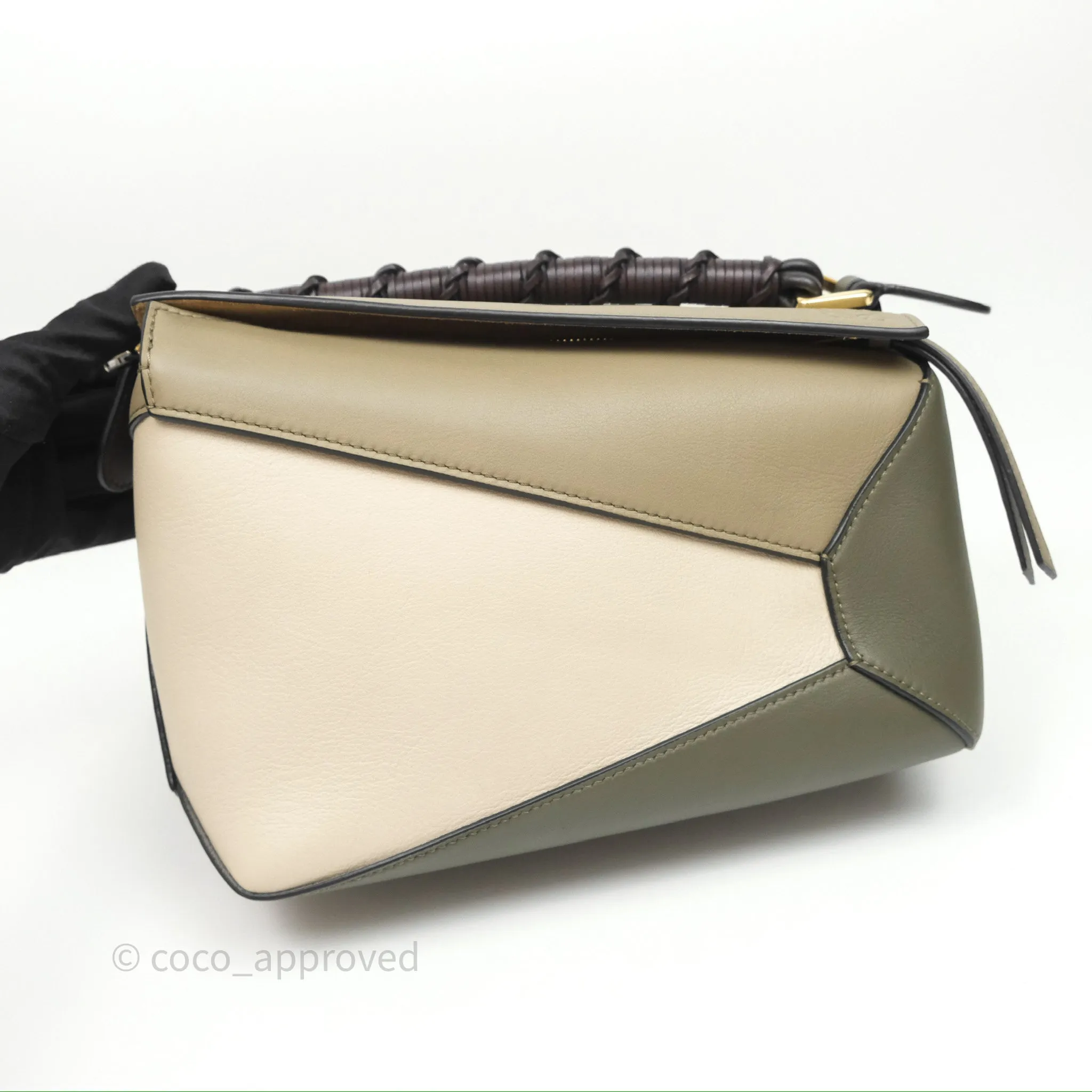 Loewe Small Puzzle Edge Bag Laurel Green/Light Oat Calfskin