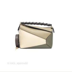 Loewe Small Puzzle Edge Bag Laurel Green/Light Oat Calfskin