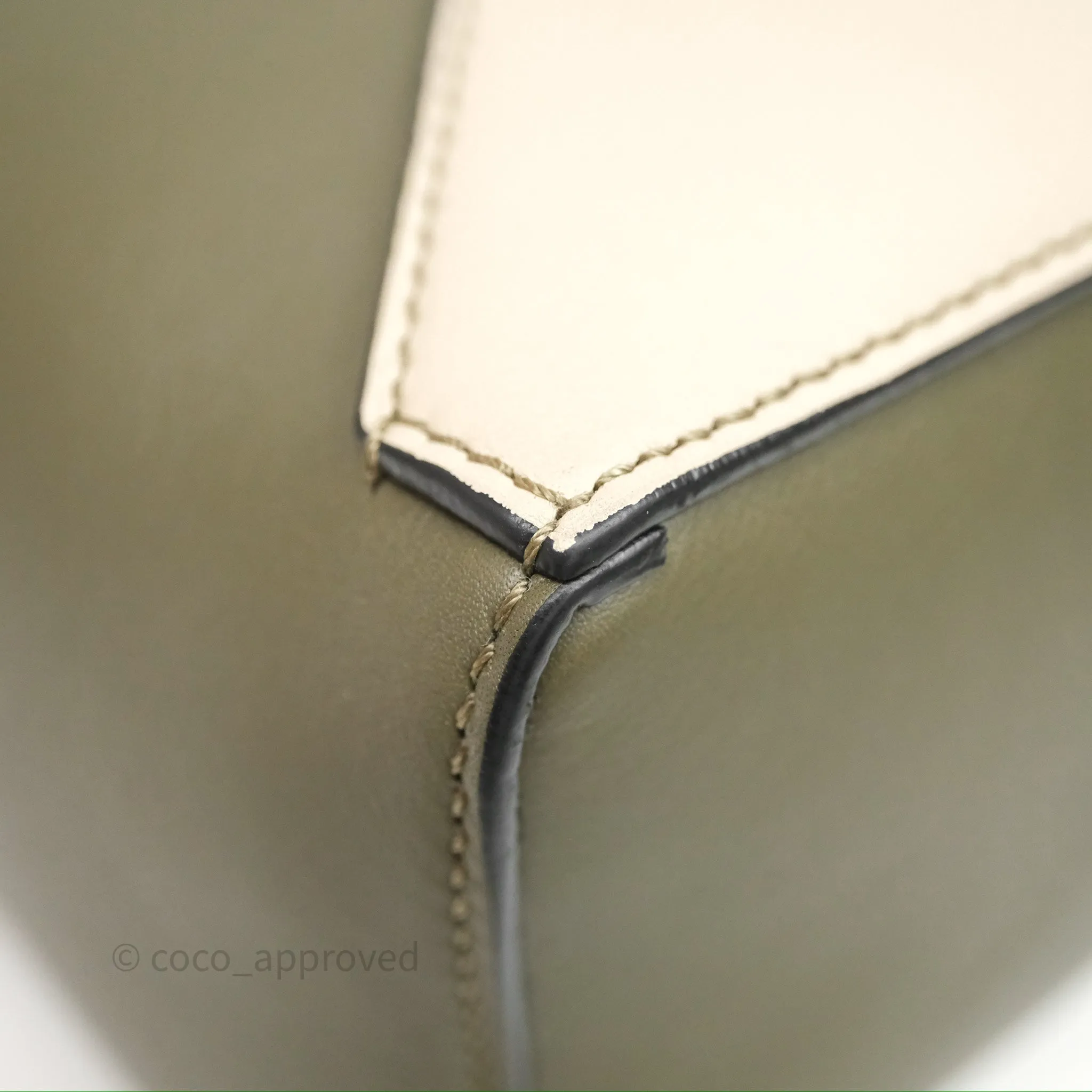 Loewe Small Puzzle Edge Bag Laurel Green/Light Oat Calfskin