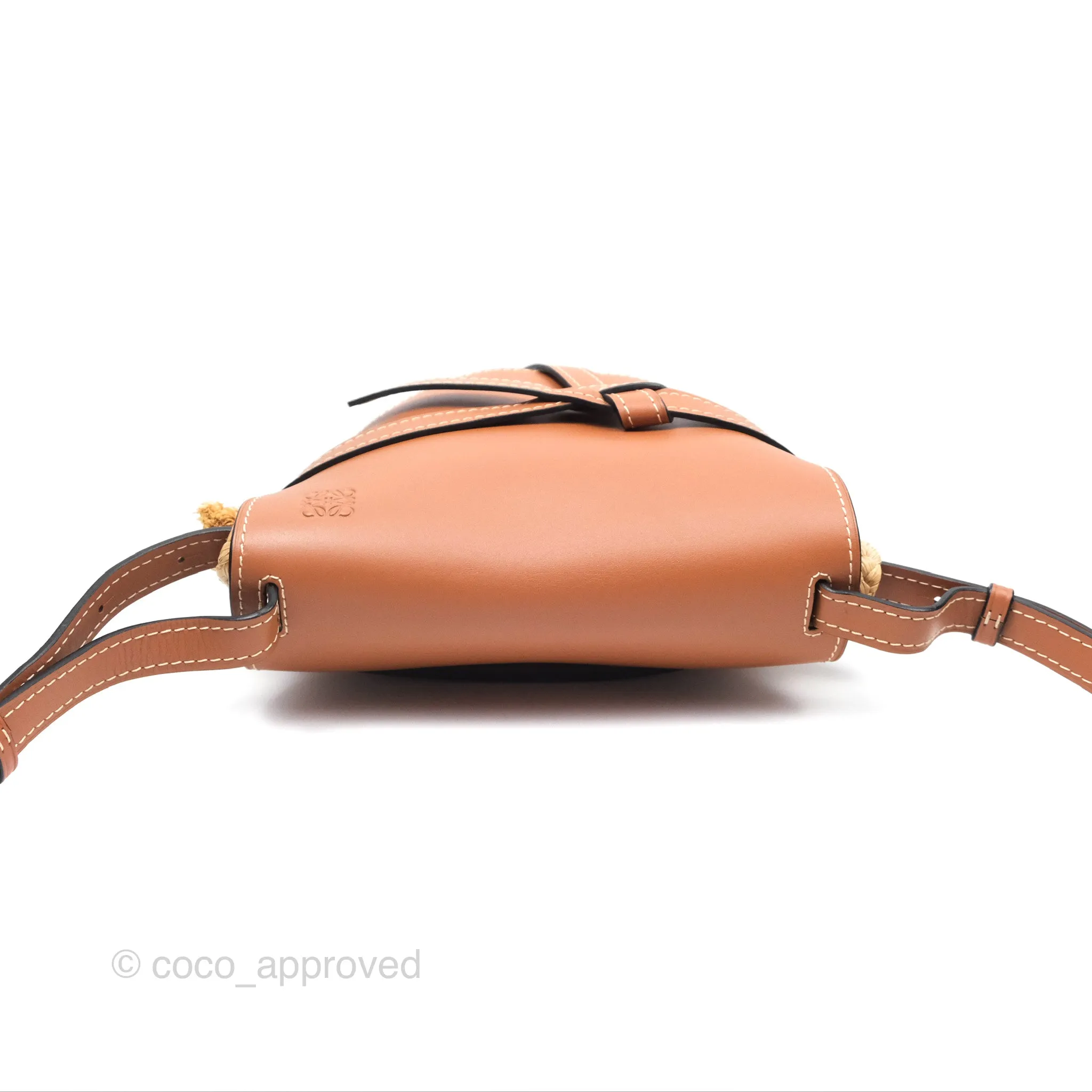 Loewe Small Raffia Gate Bag Smooth Calfskin in Tan