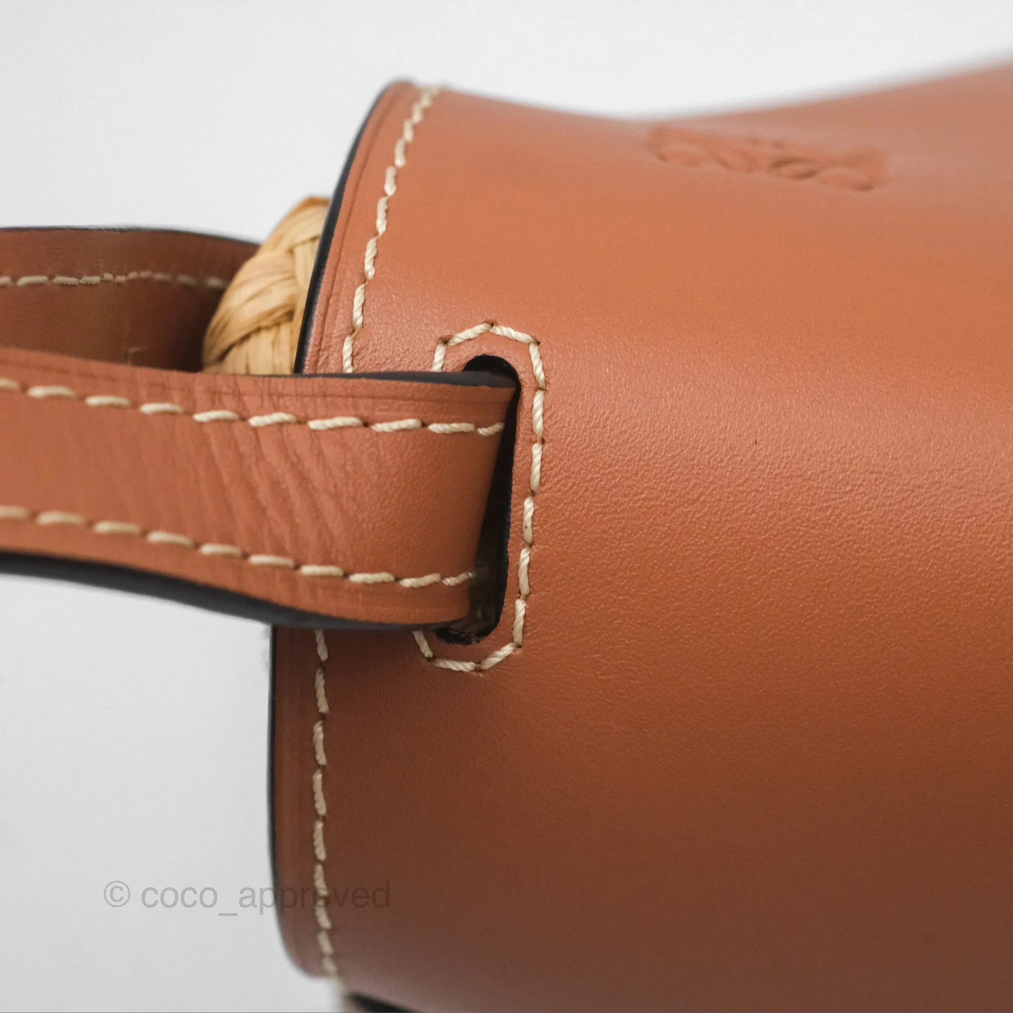 Loewe Small Raffia Gate Bag Smooth Calfskin in Tan