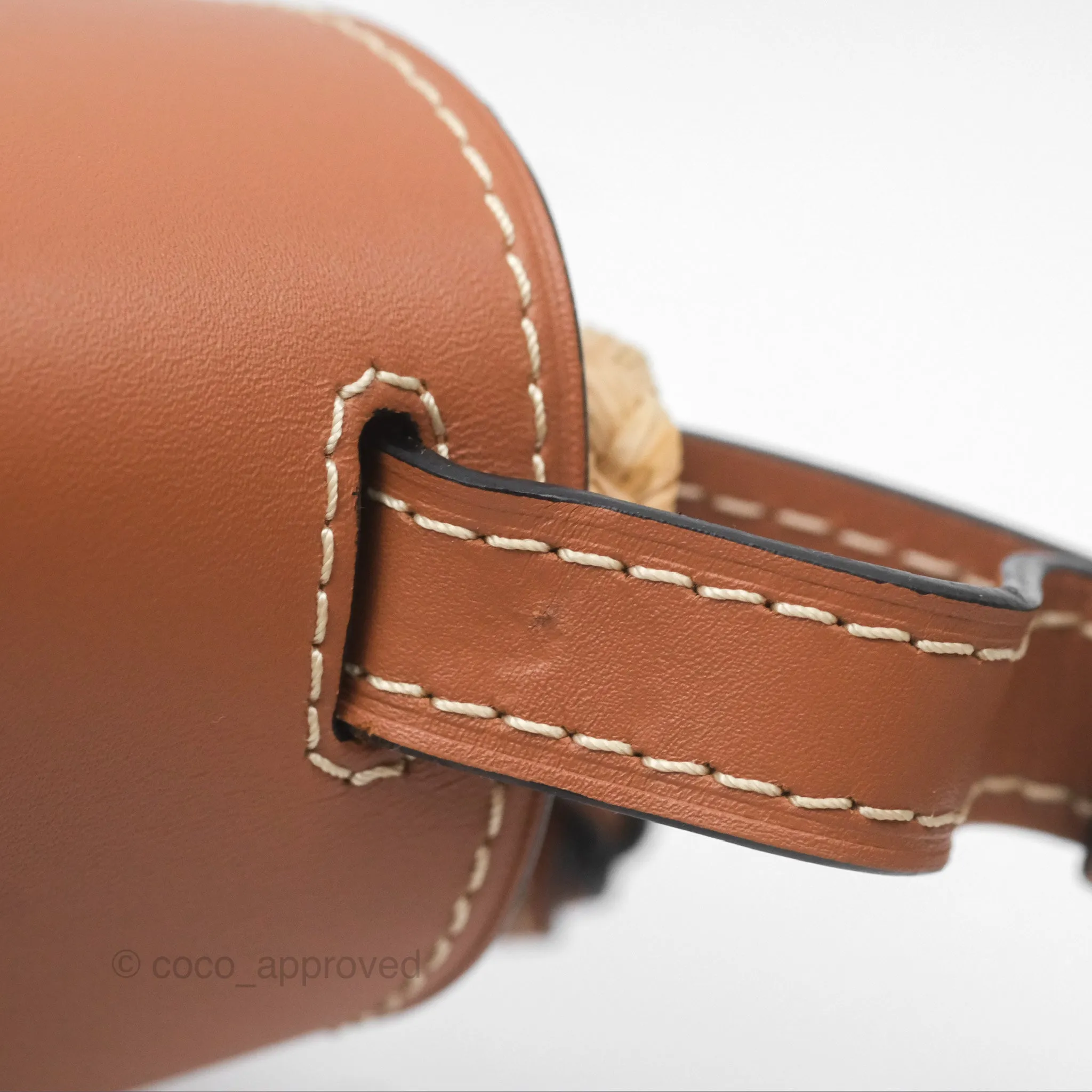 Loewe Small Raffia Gate Bag Smooth Calfskin in Tan