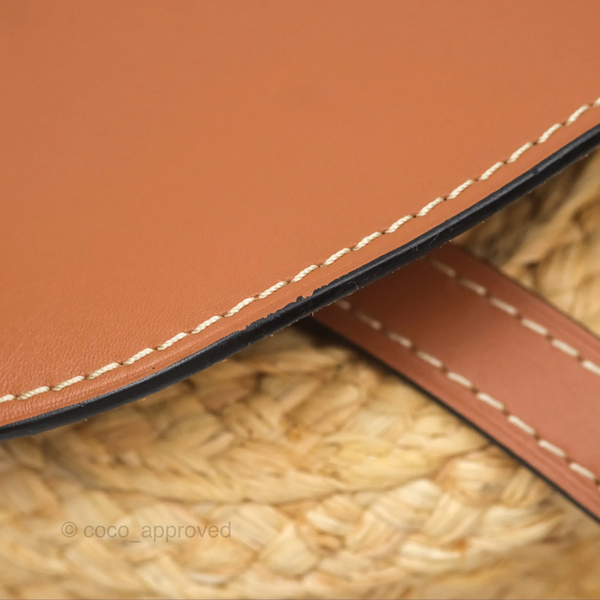 Loewe Small Raffia Gate Bag Smooth Calfskin in Tan