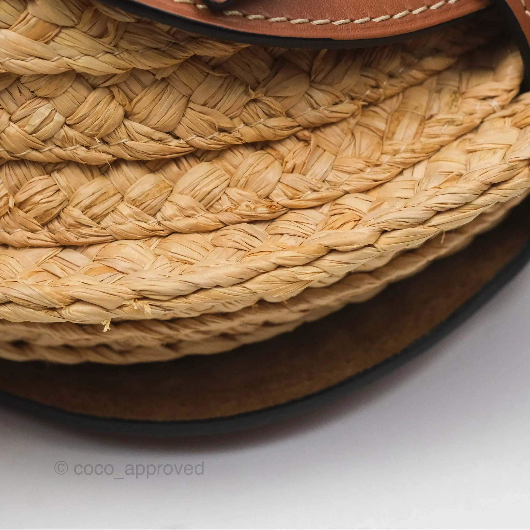 Loewe Small Raffia Gate Bag Smooth Calfskin in Tan
