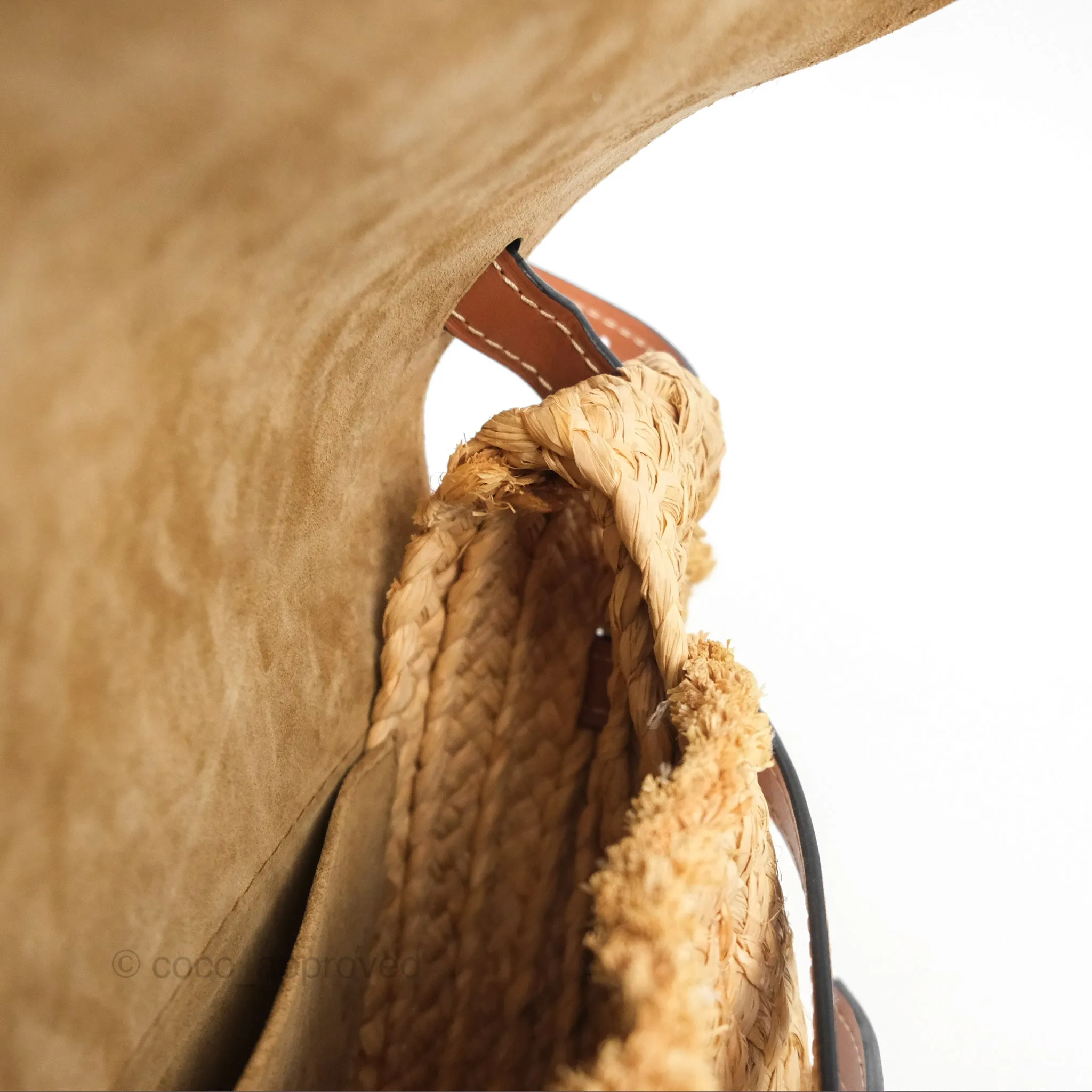 Loewe Small Raffia Gate Bag Smooth Calfskin in Tan