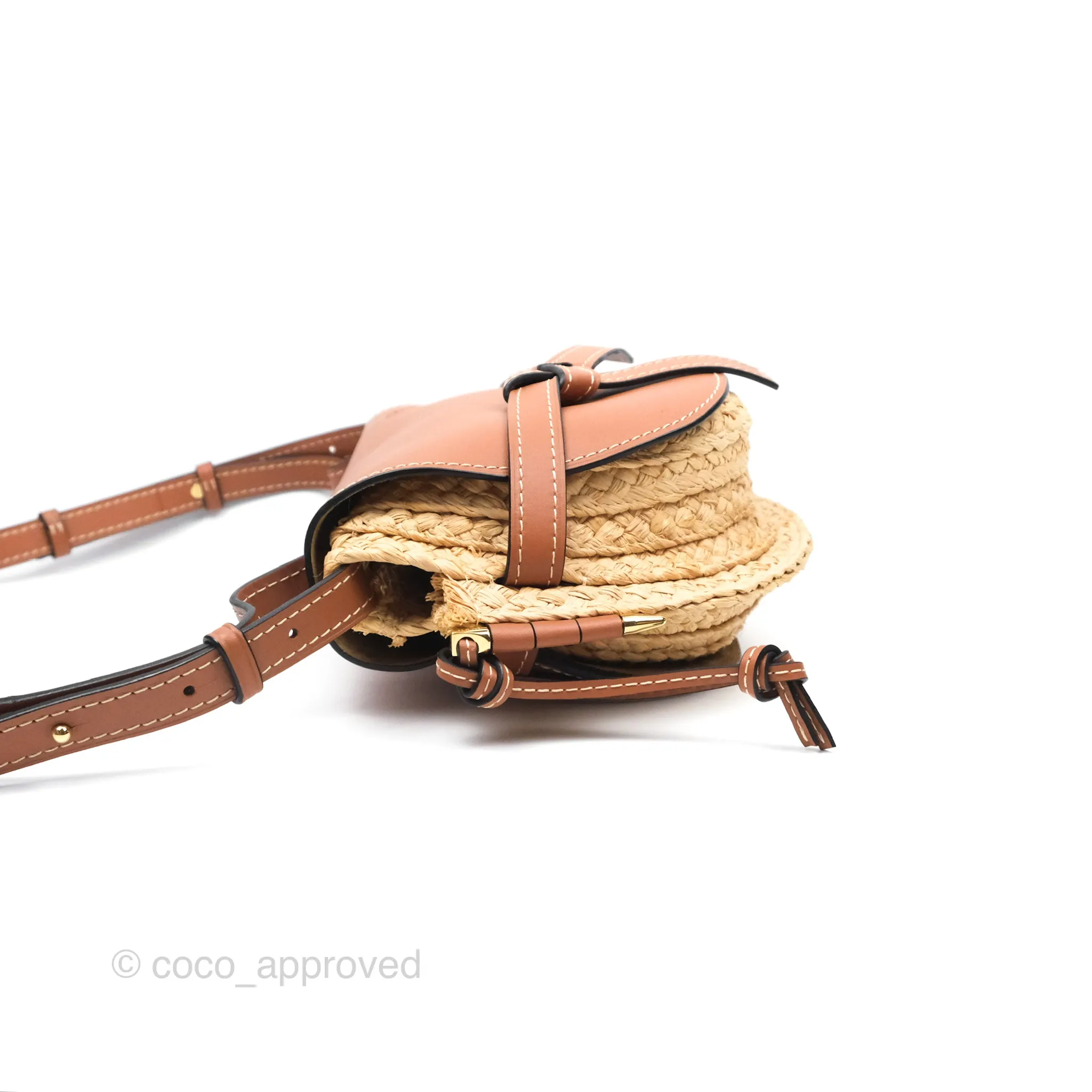 Loewe Small Raffia Gate Bag Smooth Calfskin in Tan