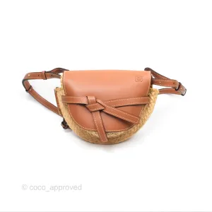 Loewe Small Raffia Gate Bag Smooth Calfskin in Tan