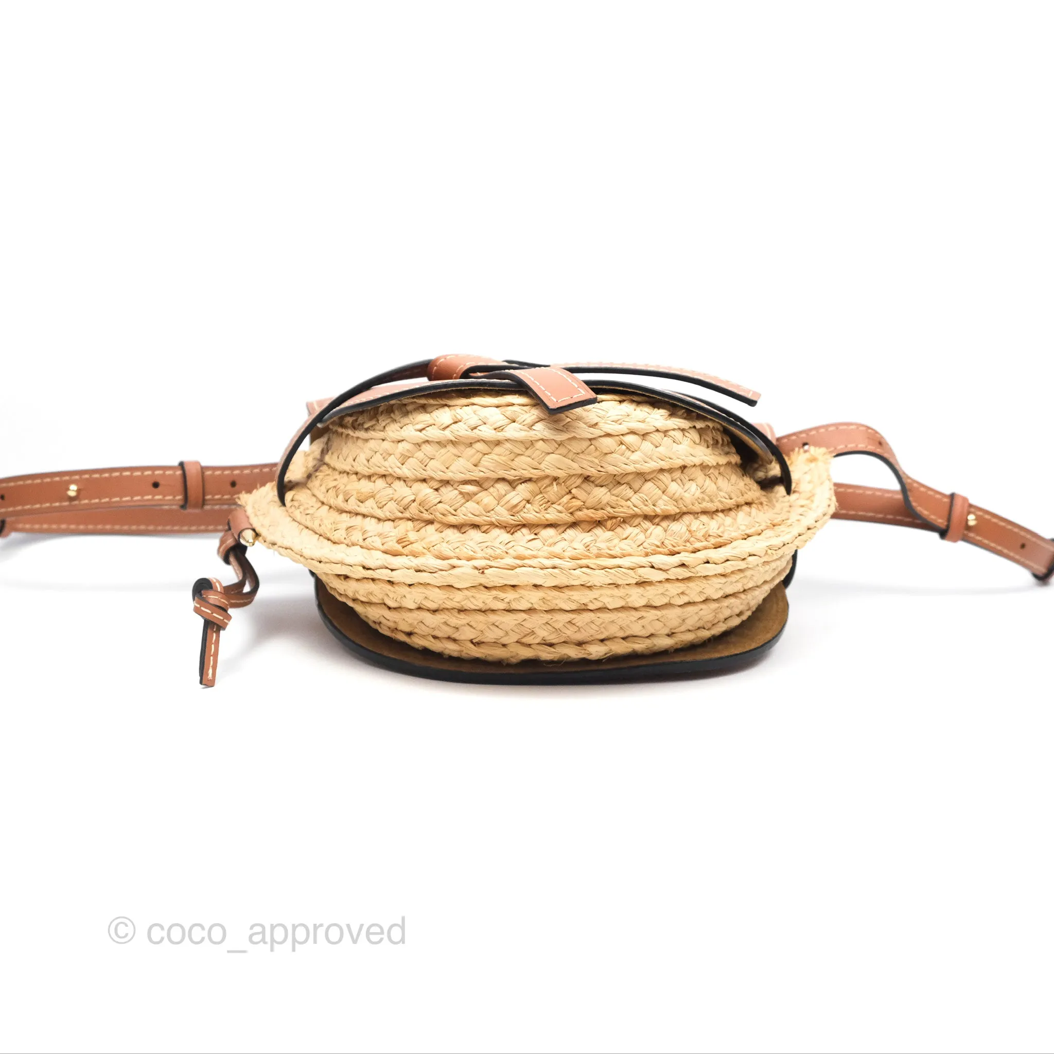 Loewe Small Raffia Gate Bag Smooth Calfskin in Tan