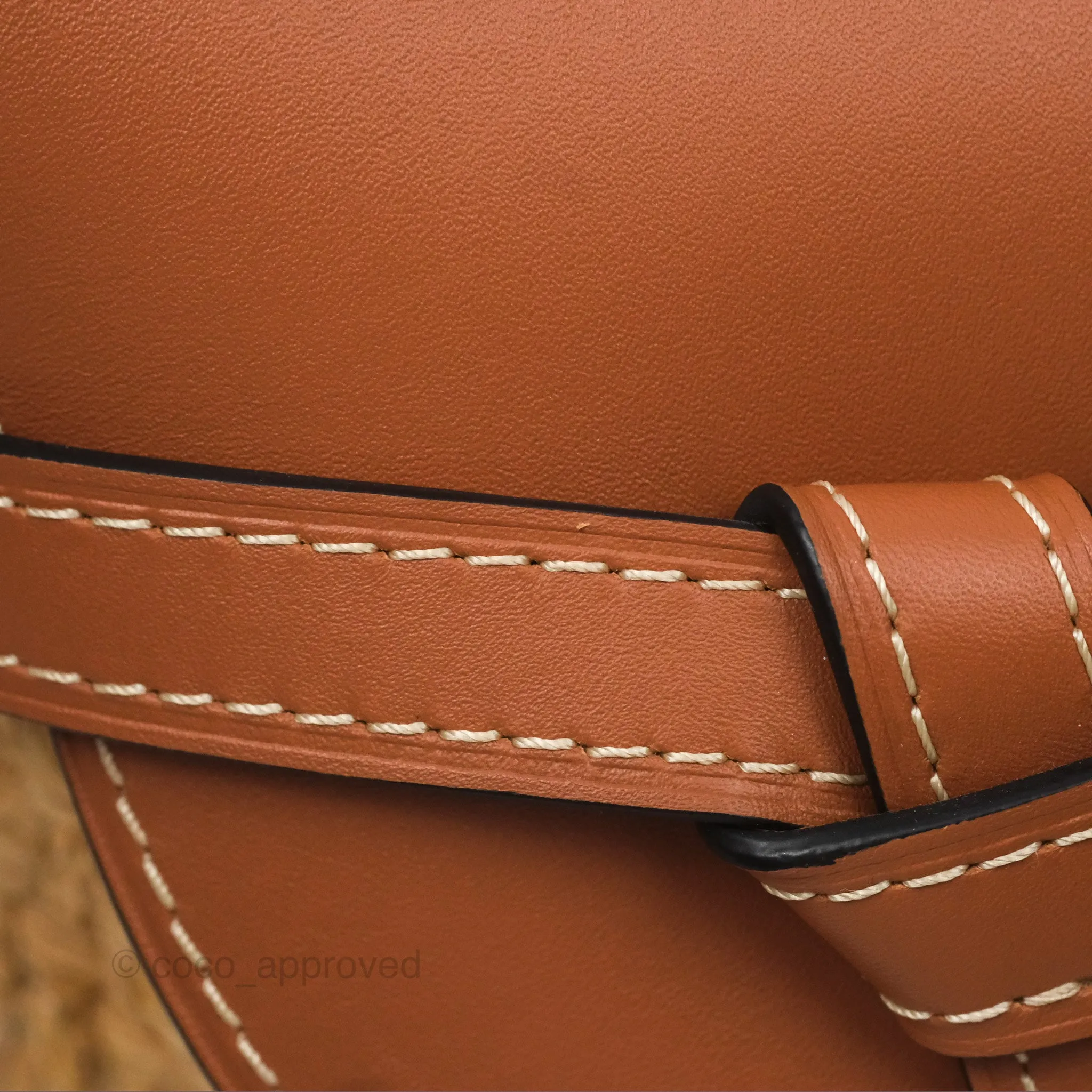 Loewe Small Raffia Gate Bag Smooth Calfskin in Tan