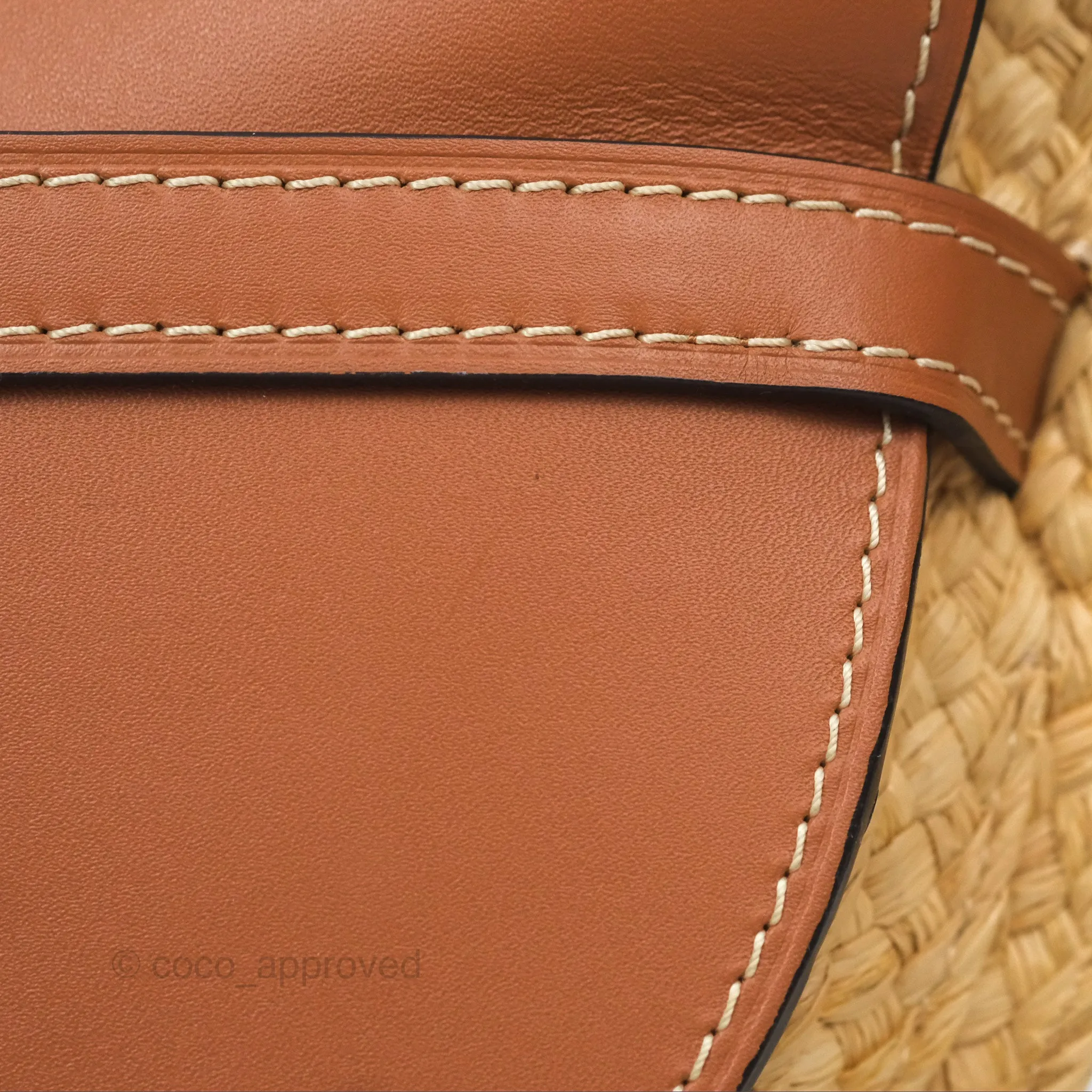Loewe Small Raffia Gate Bag Smooth Calfskin in Tan
