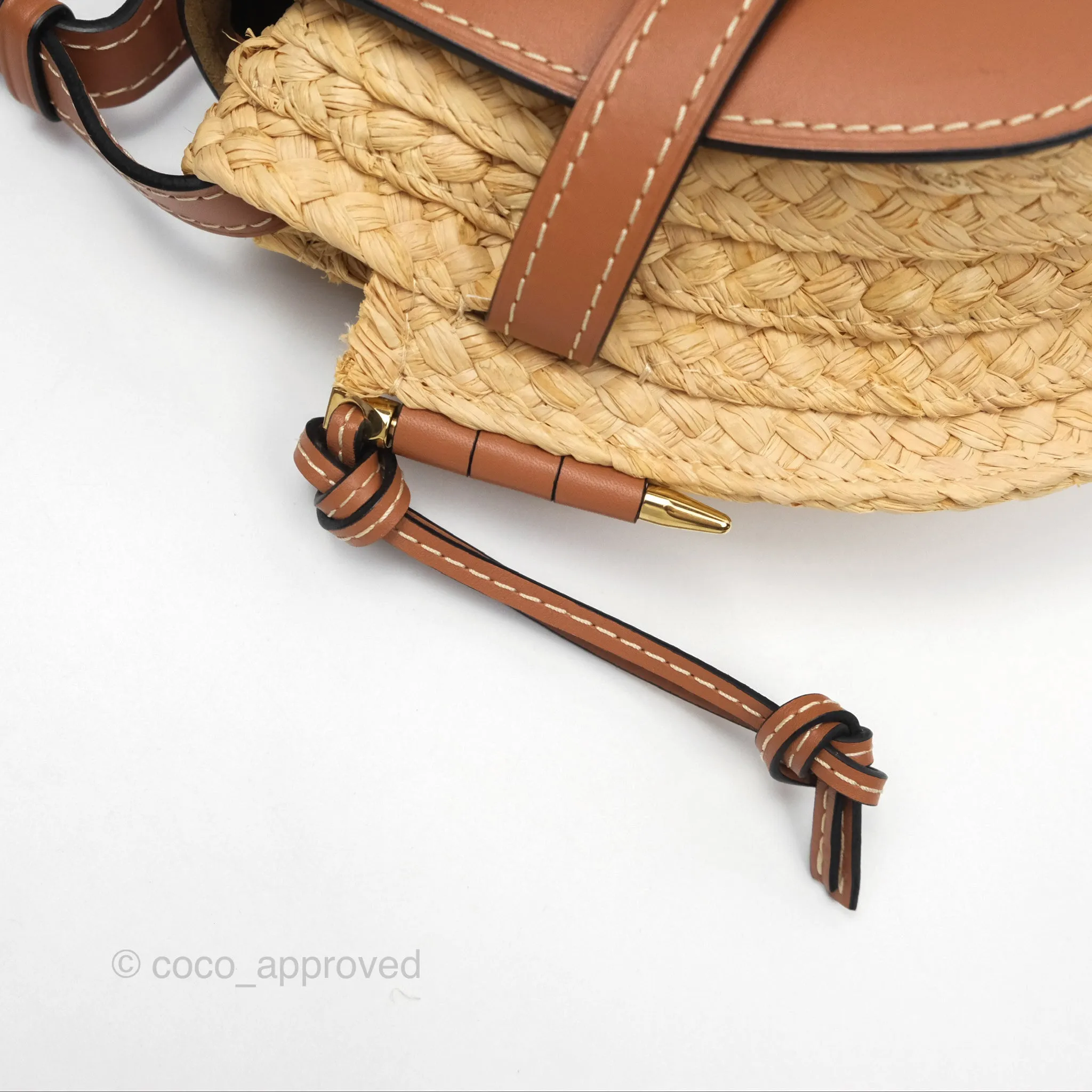 Loewe Small Raffia Gate Bag Smooth Calfskin in Tan