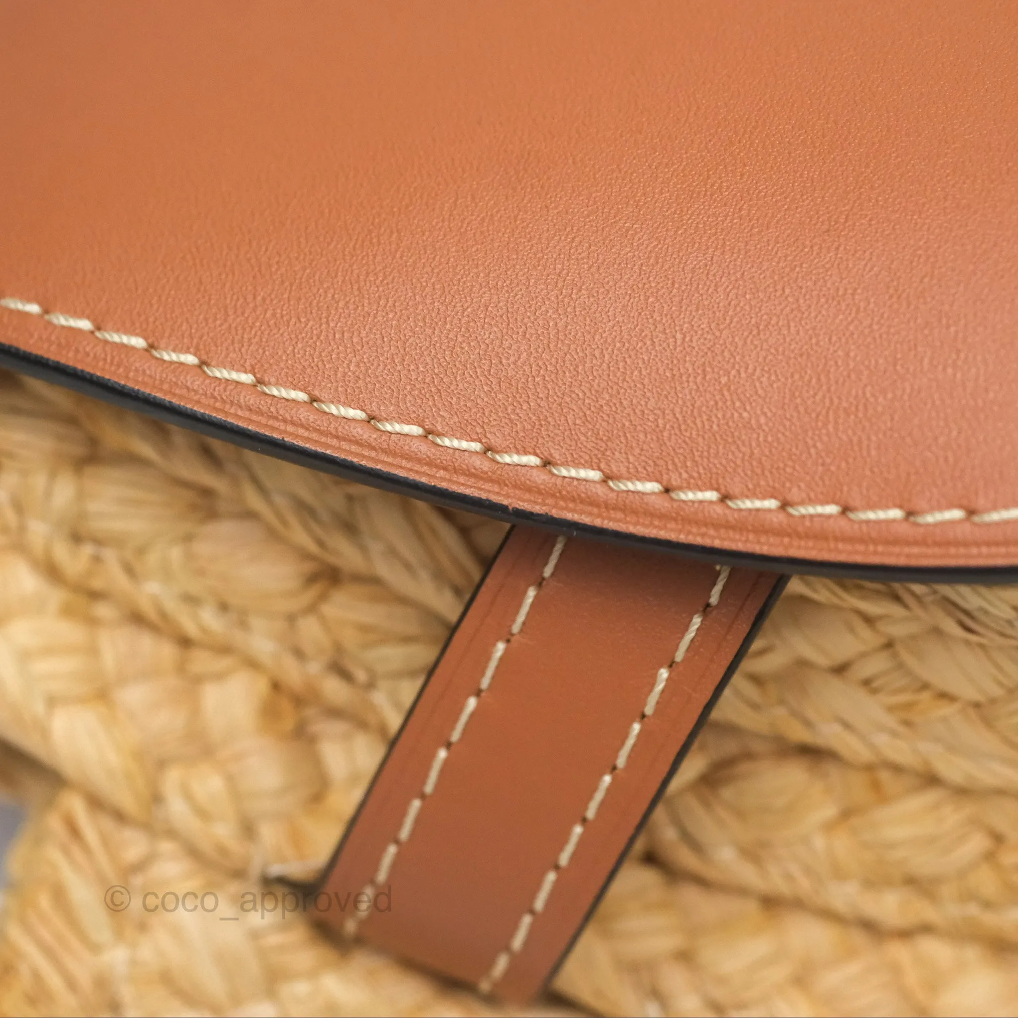 Loewe Small Raffia Gate Bag Smooth Calfskin in Tan