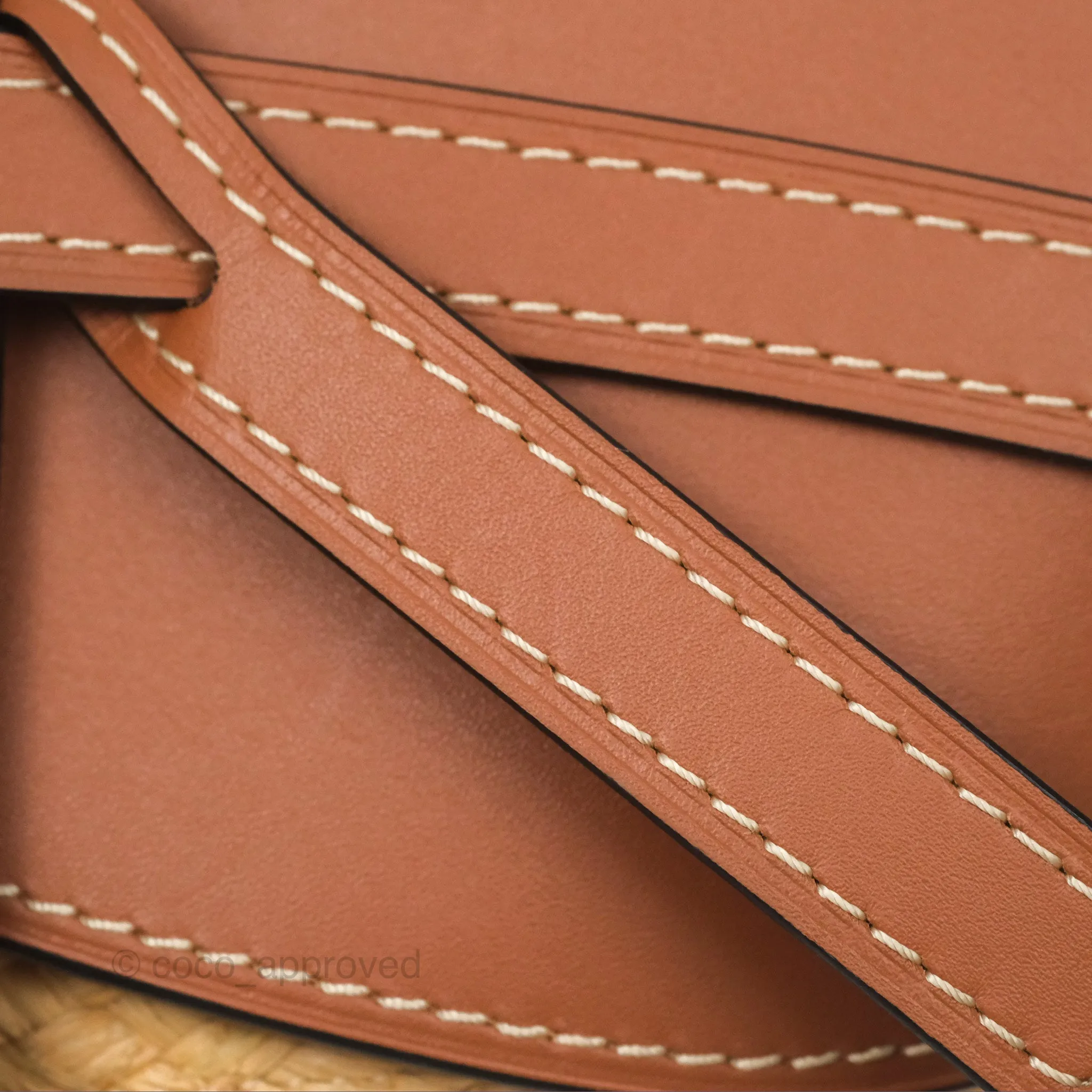 Loewe Small Raffia Gate Bag Smooth Calfskin in Tan