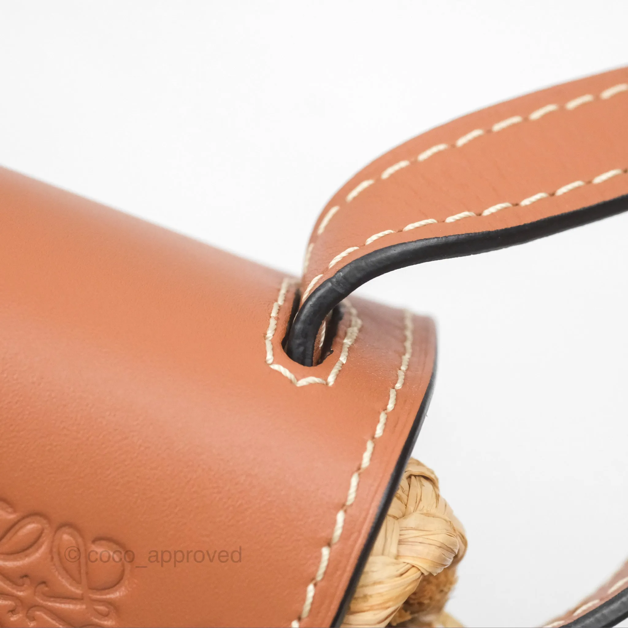 Loewe Small Raffia Gate Bag Smooth Calfskin in Tan