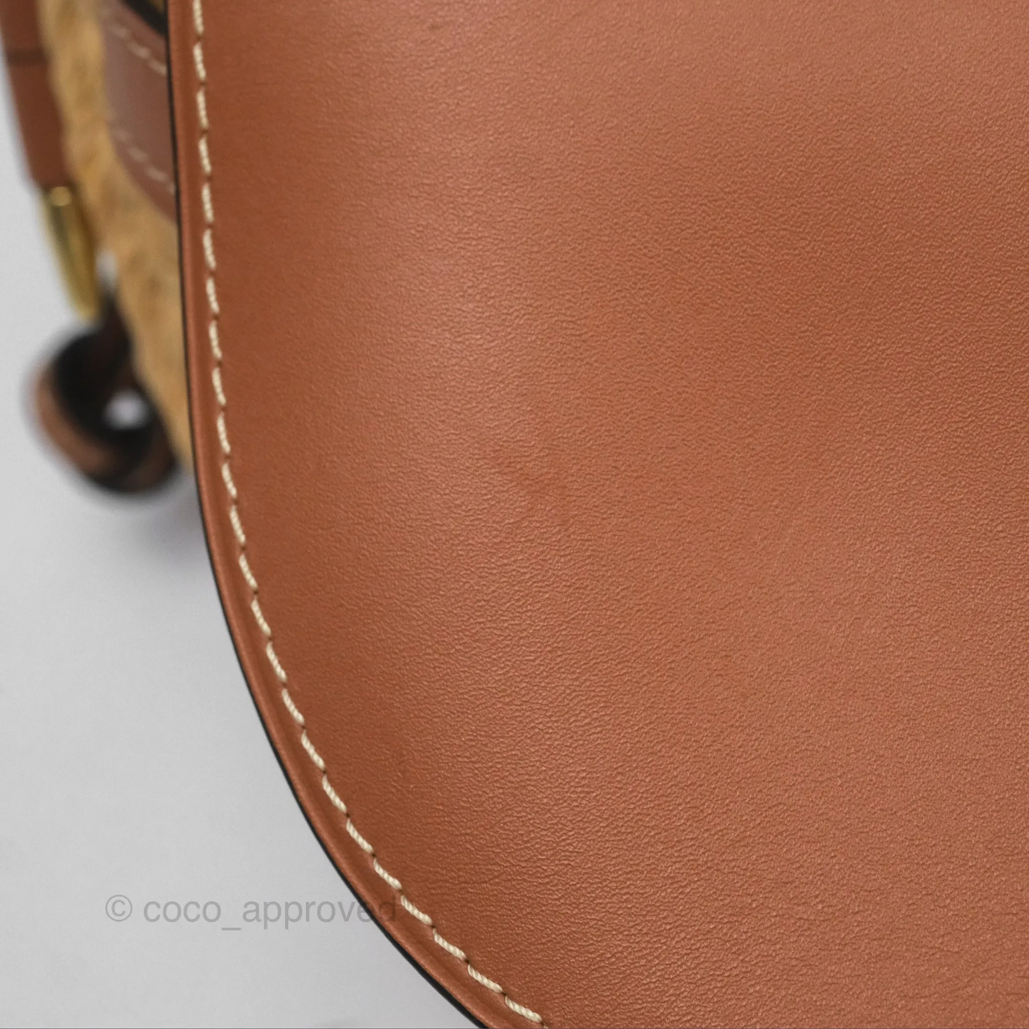 Loewe Small Raffia Gate Bag Smooth Calfskin in Tan