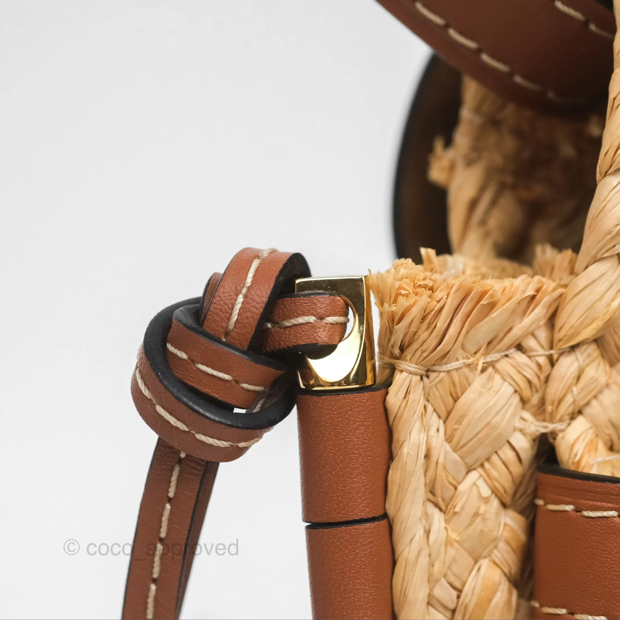 Loewe Small Raffia Gate Bag Smooth Calfskin in Tan