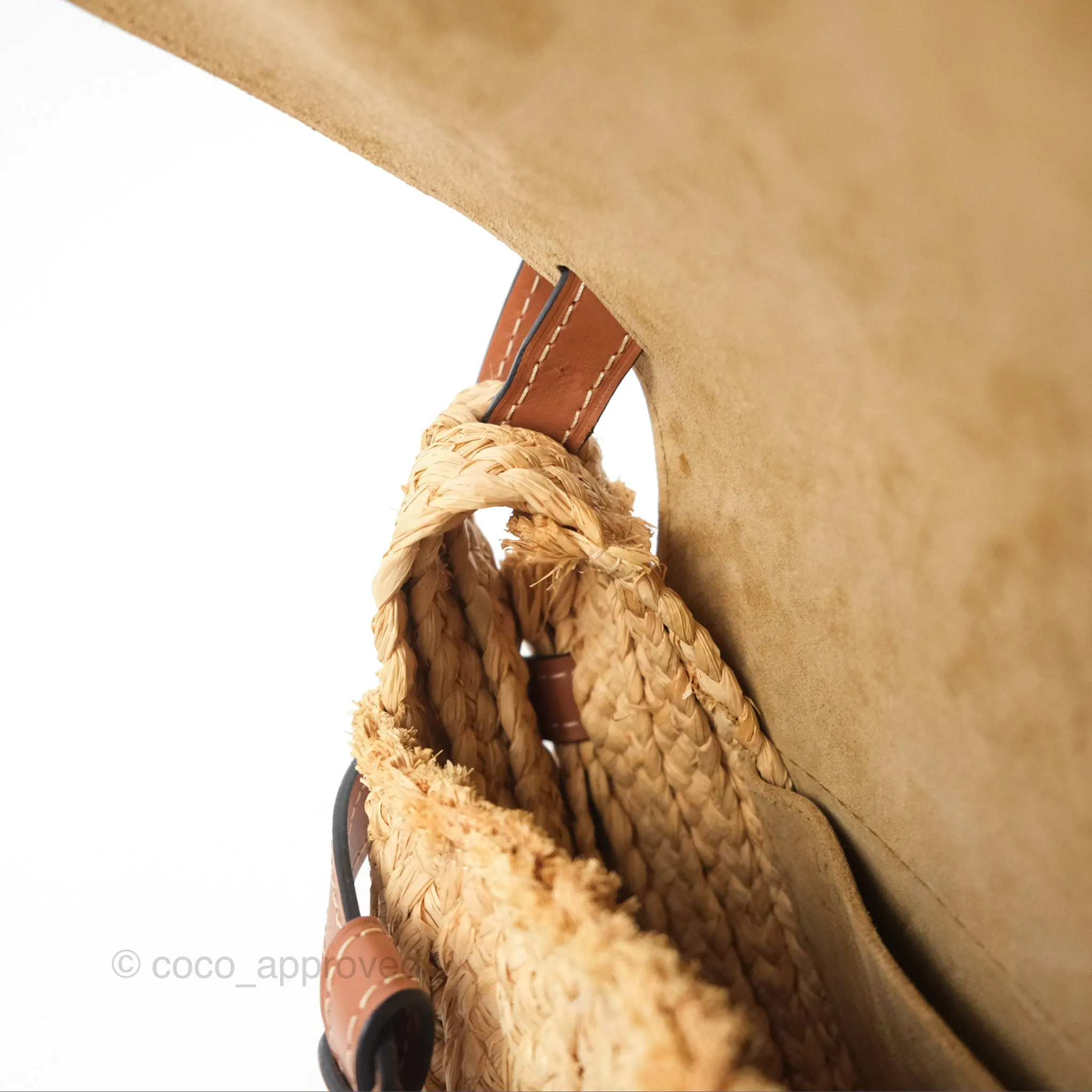 Loewe Small Raffia Gate Bag Smooth Calfskin in Tan
