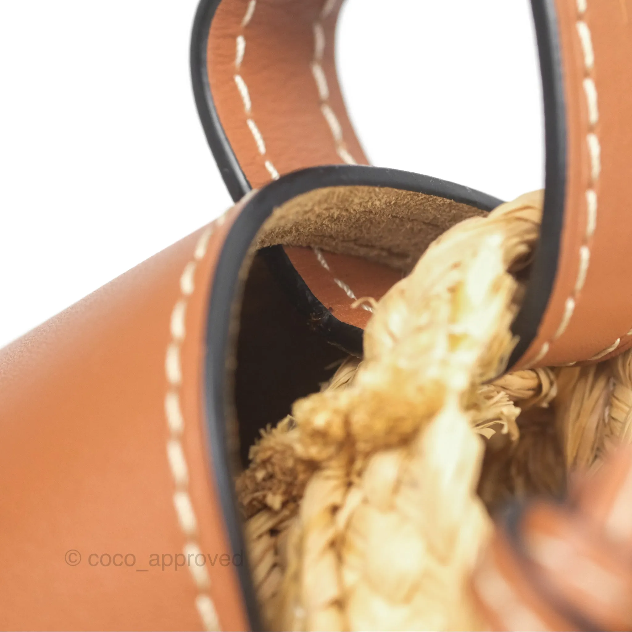Loewe Small Raffia Gate Bag Smooth Calfskin in Tan