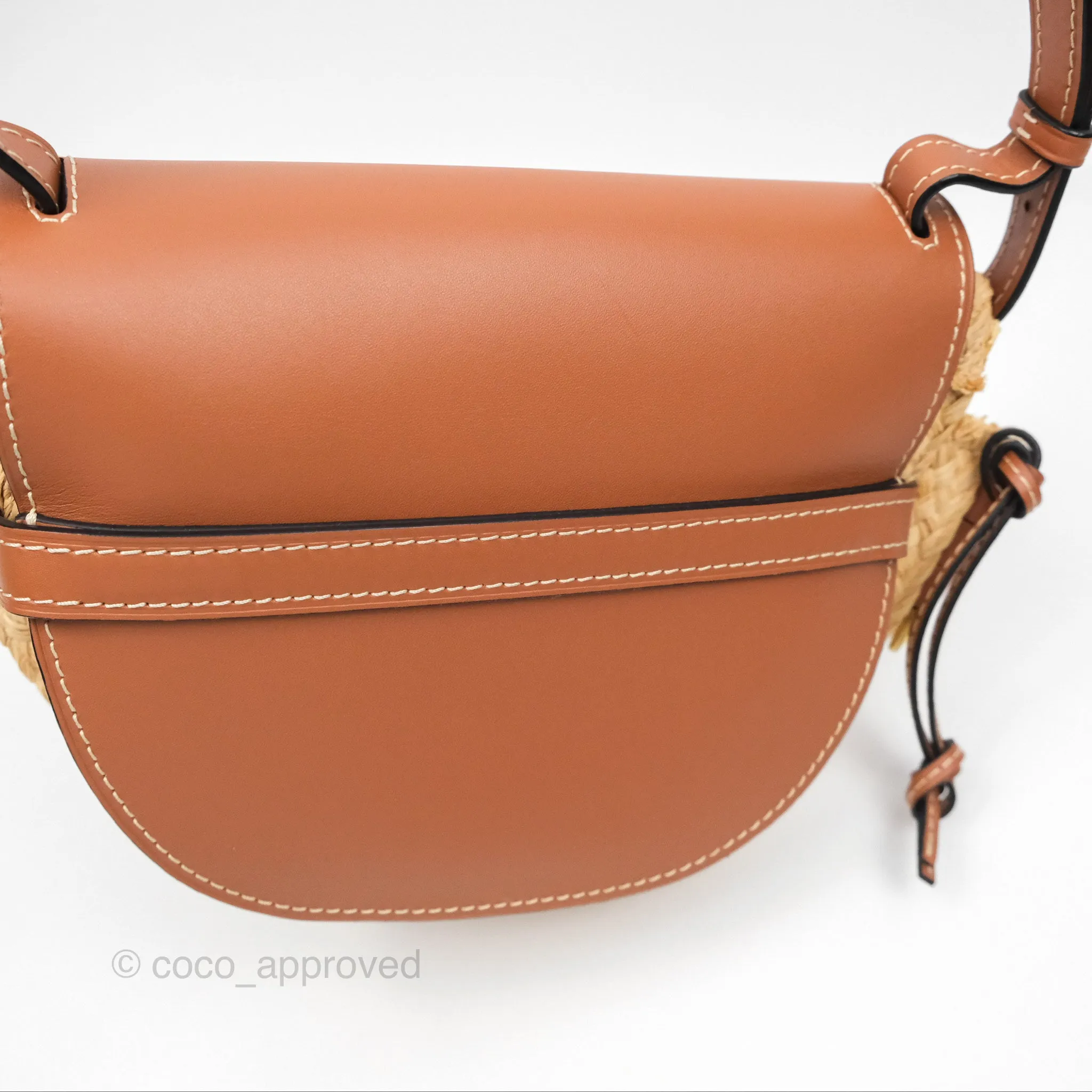 Loewe Small Raffia Gate Bag Smooth Calfskin in Tan