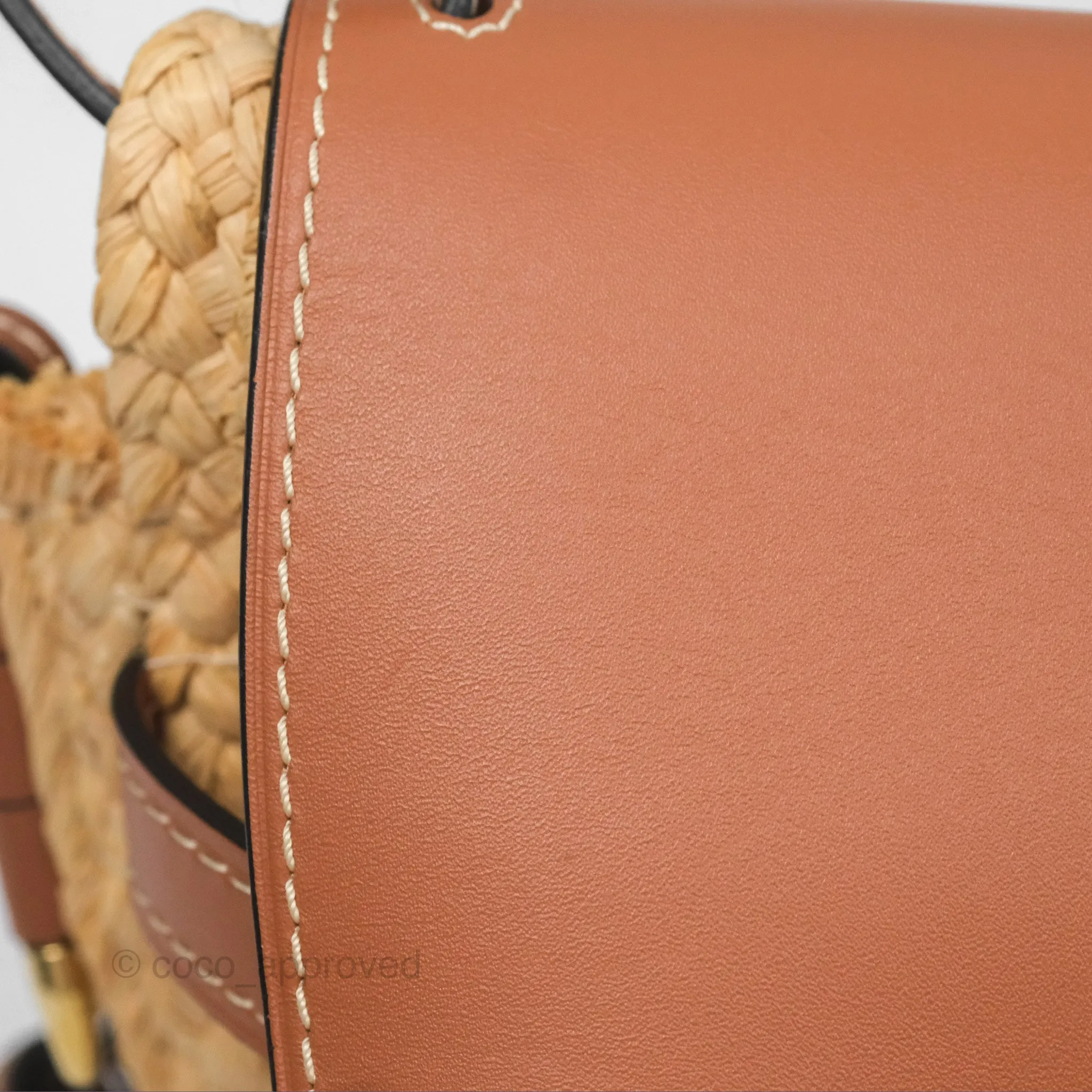 Loewe Small Raffia Gate Bag Smooth Calfskin in Tan