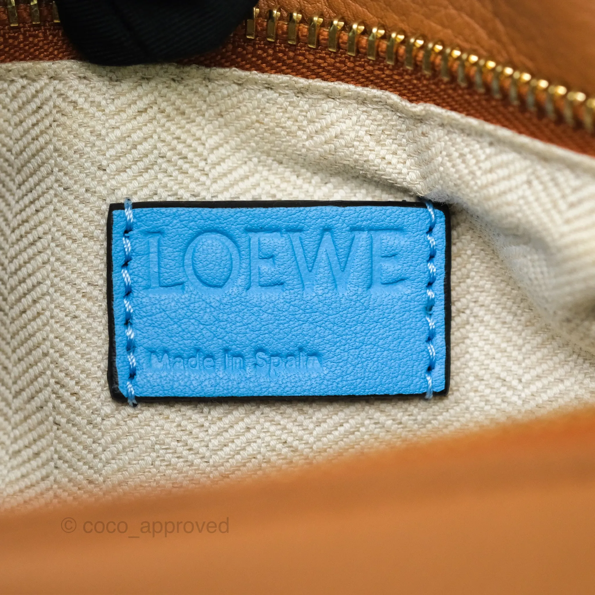 Loewe Small Rugby Puzzle Blue Tan Calfskin