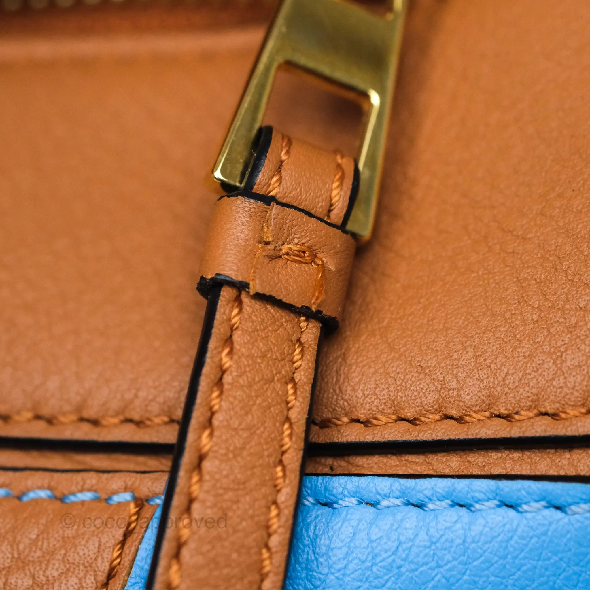 Loewe Small Rugby Puzzle Blue Tan Calfskin