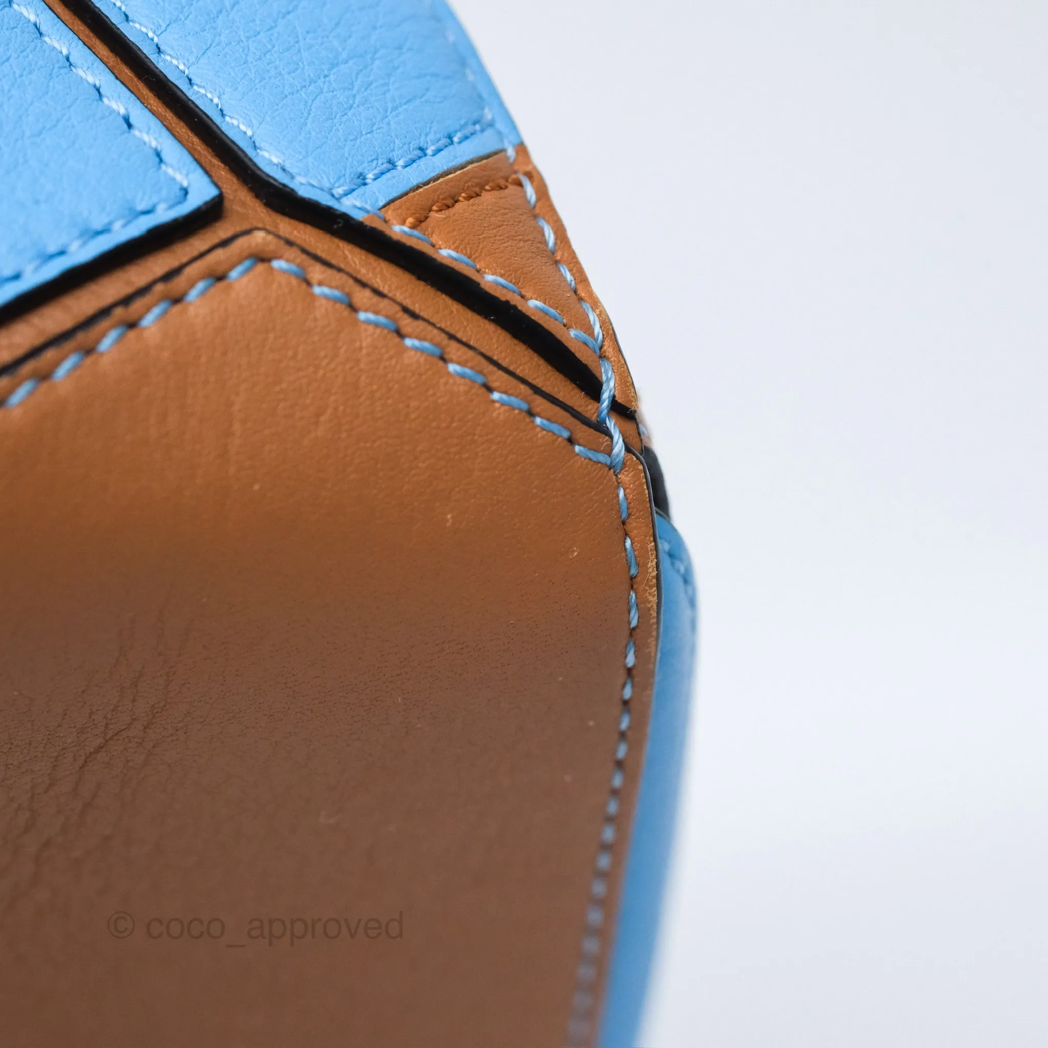 Loewe Small Rugby Puzzle Blue Tan Calfskin