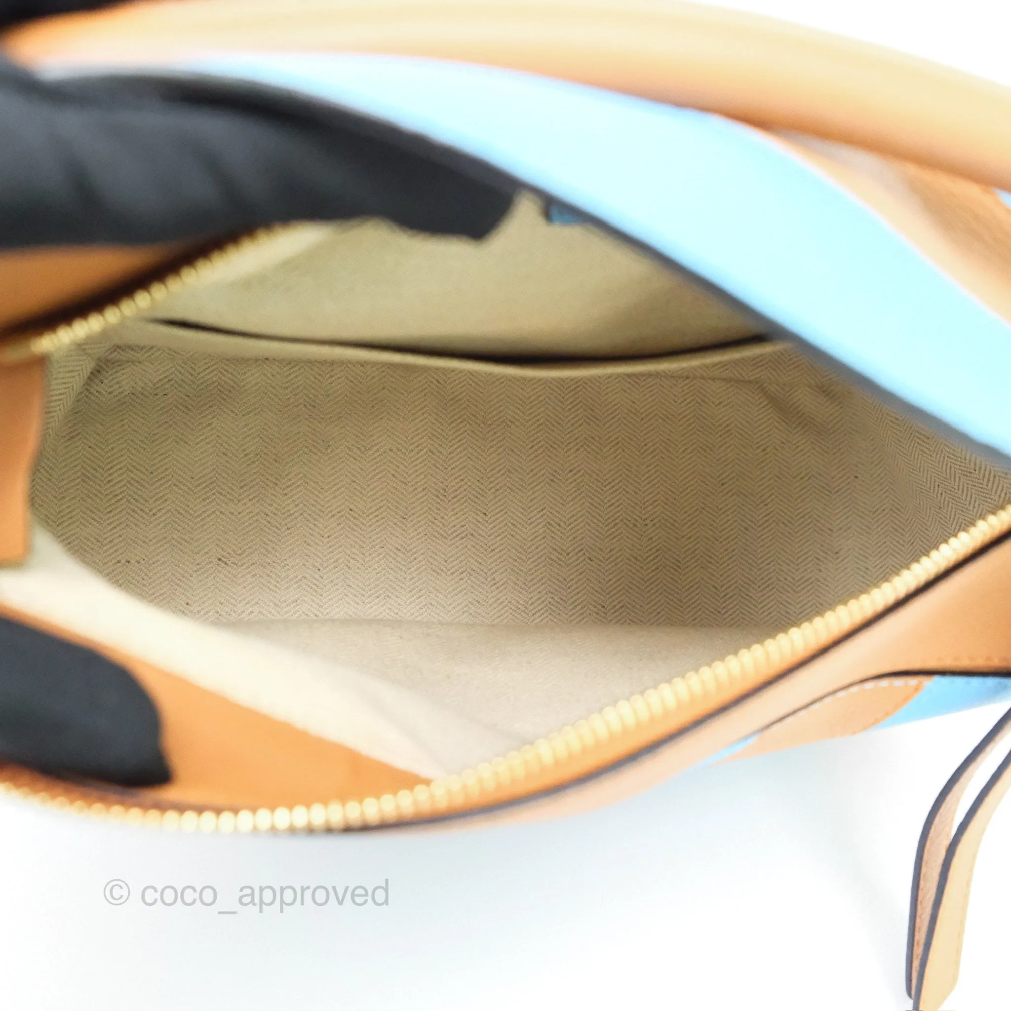 Loewe Small Rugby Puzzle Blue Tan Calfskin