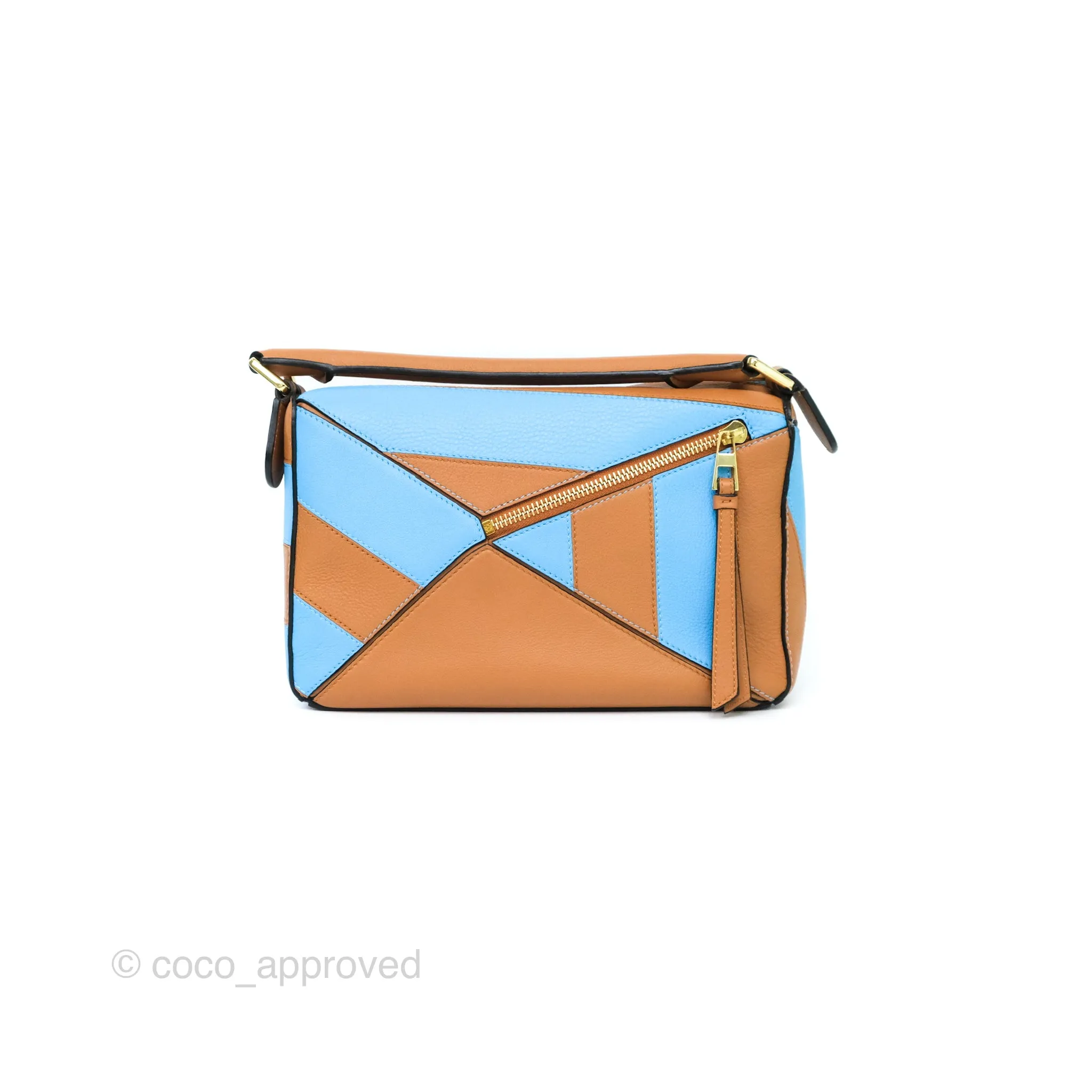 Loewe Small Rugby Puzzle Blue Tan Calfskin
