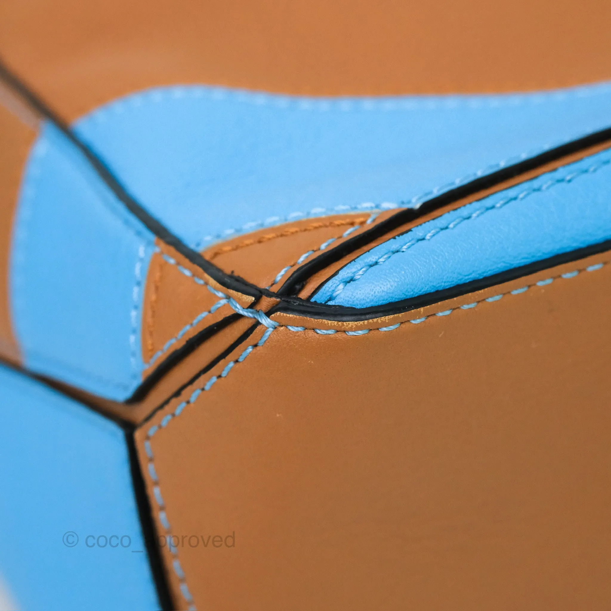 Loewe Small Rugby Puzzle Blue Tan Calfskin