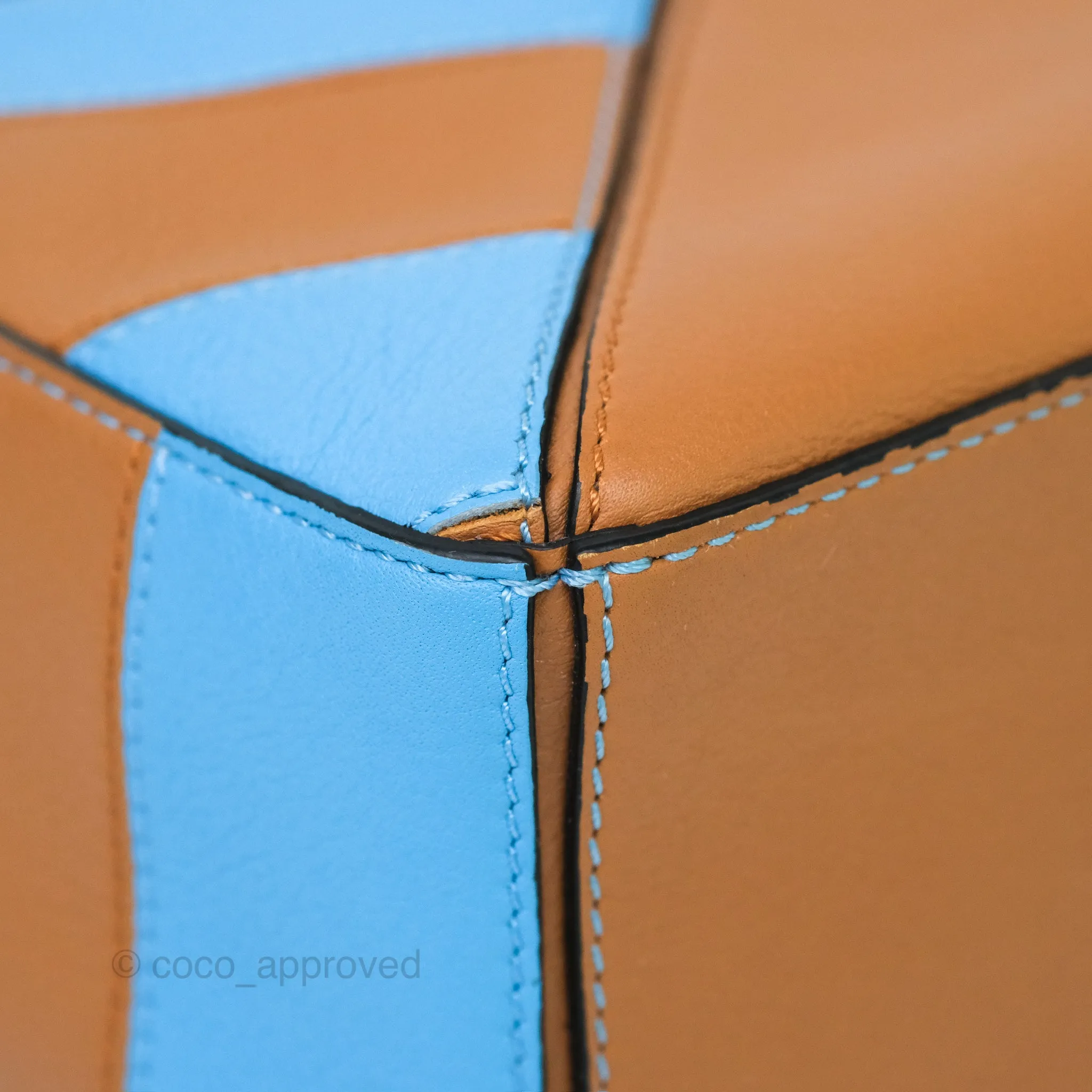 Loewe Small Rugby Puzzle Blue Tan Calfskin