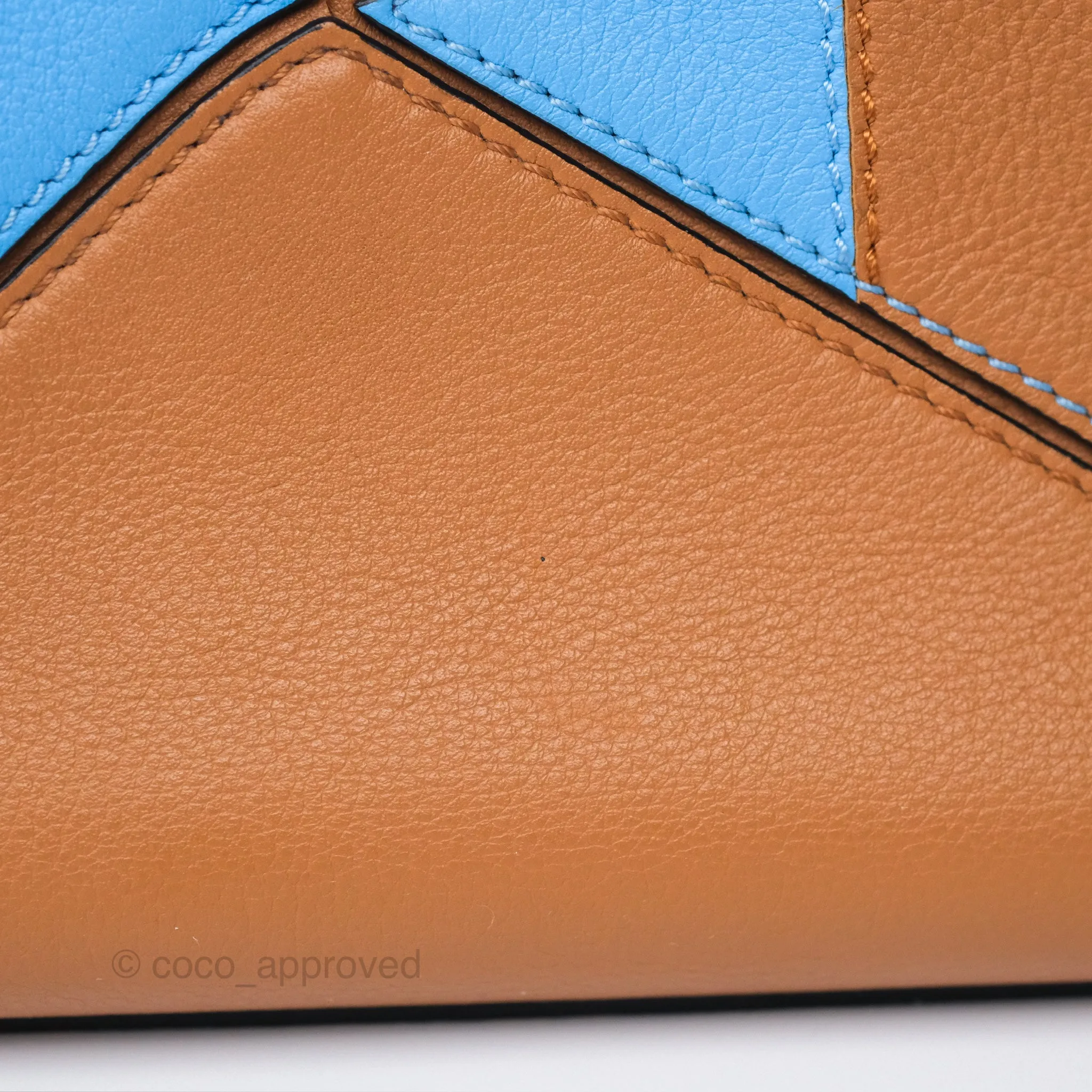 Loewe Small Rugby Puzzle Blue Tan Calfskin