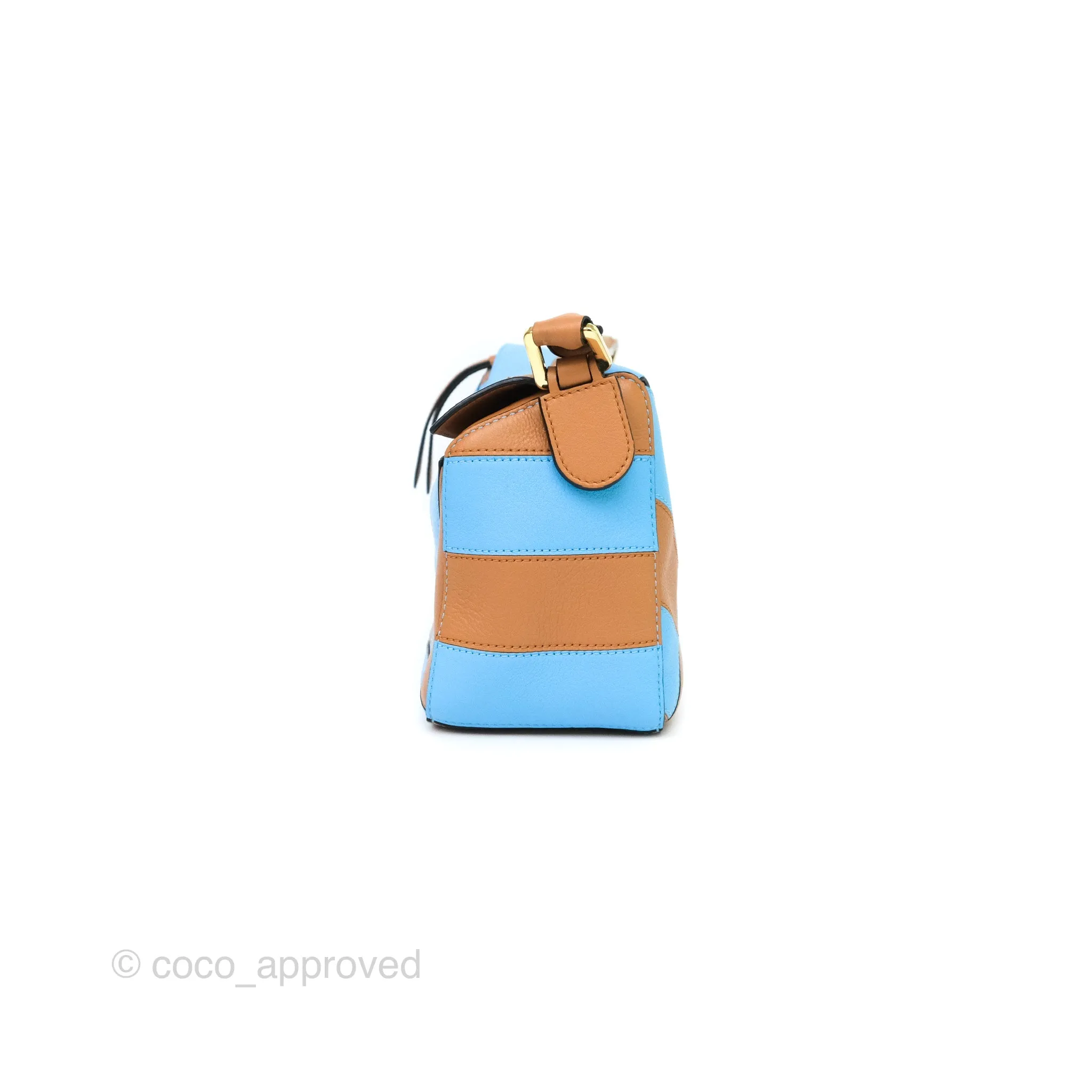 Loewe Small Rugby Puzzle Blue Tan Calfskin