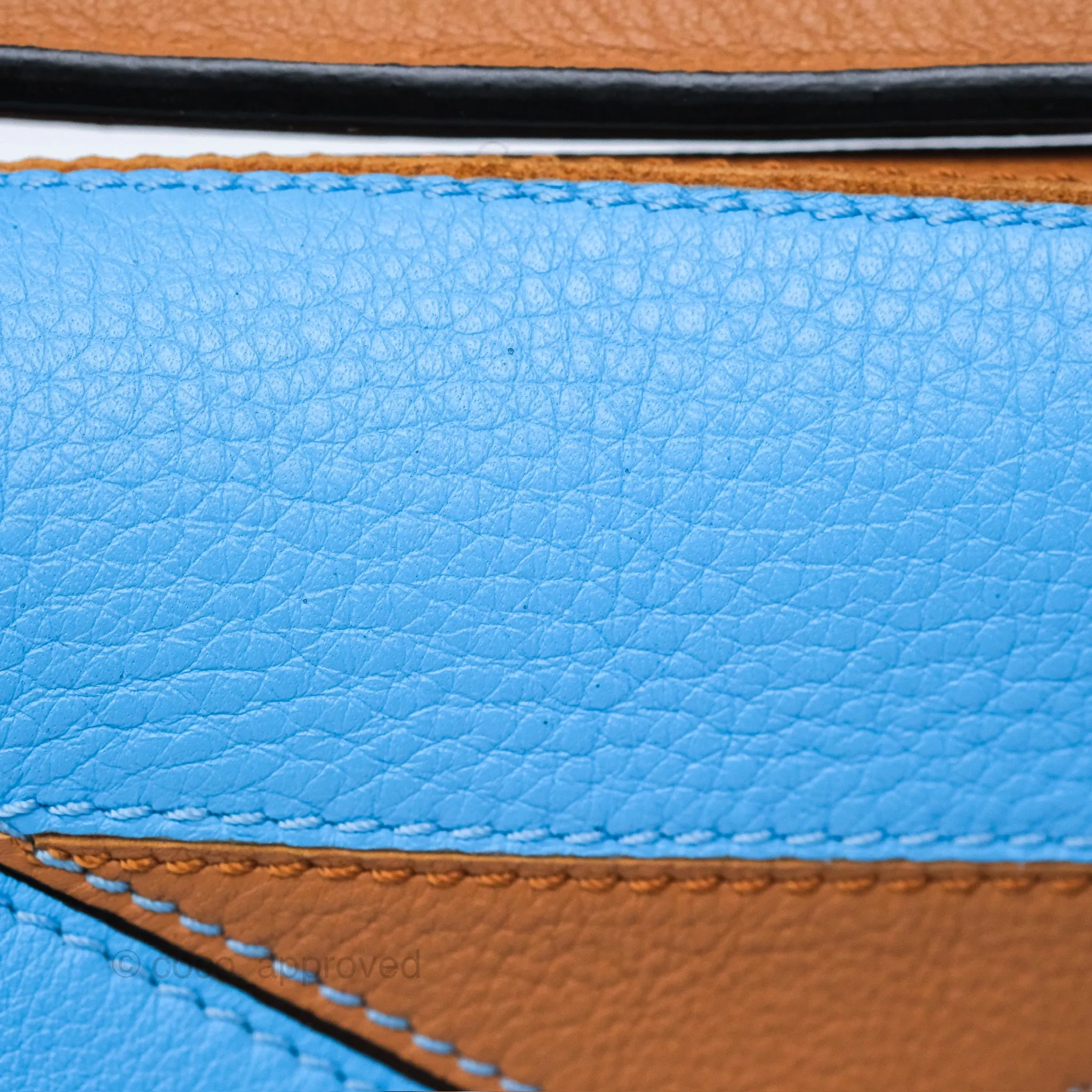 Loewe Small Rugby Puzzle Blue Tan Calfskin