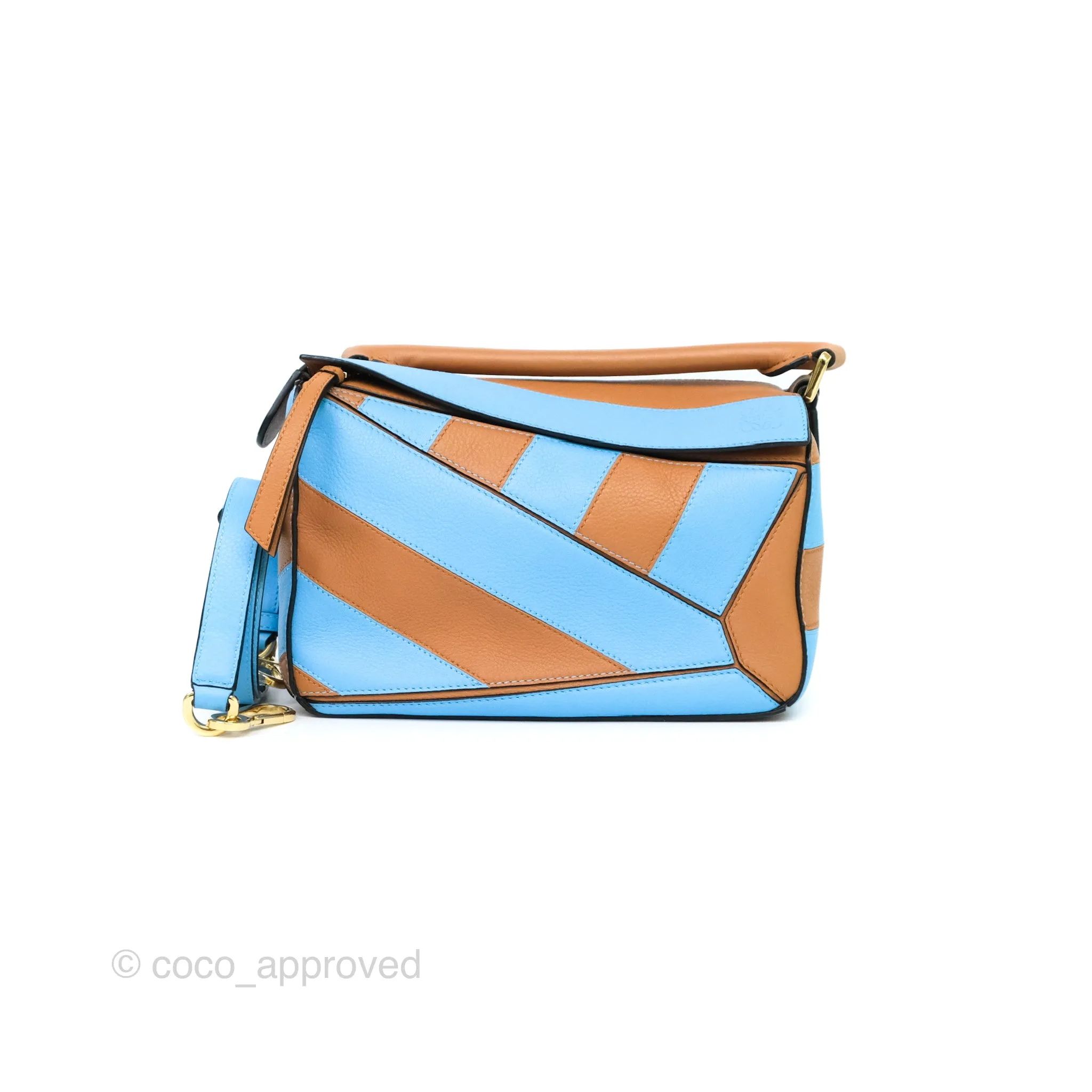 Loewe Small Rugby Puzzle Blue Tan Calfskin