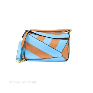 Loewe Small Rugby Puzzle Blue Tan Calfskin