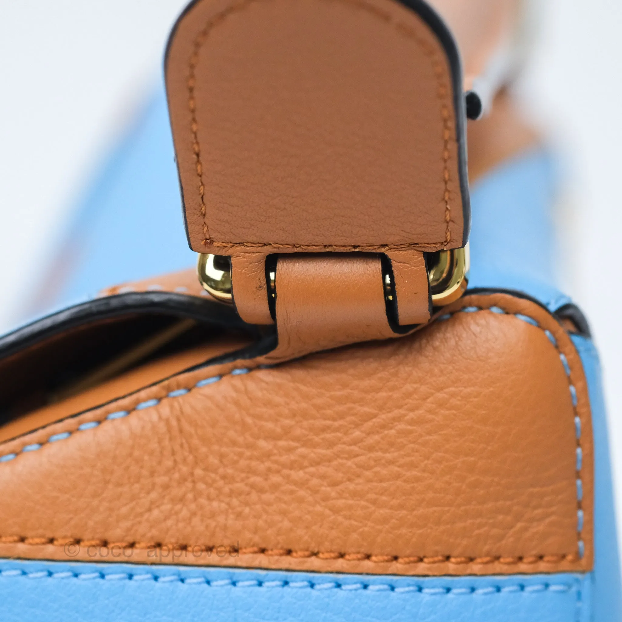 Loewe Small Rugby Puzzle Blue Tan Calfskin