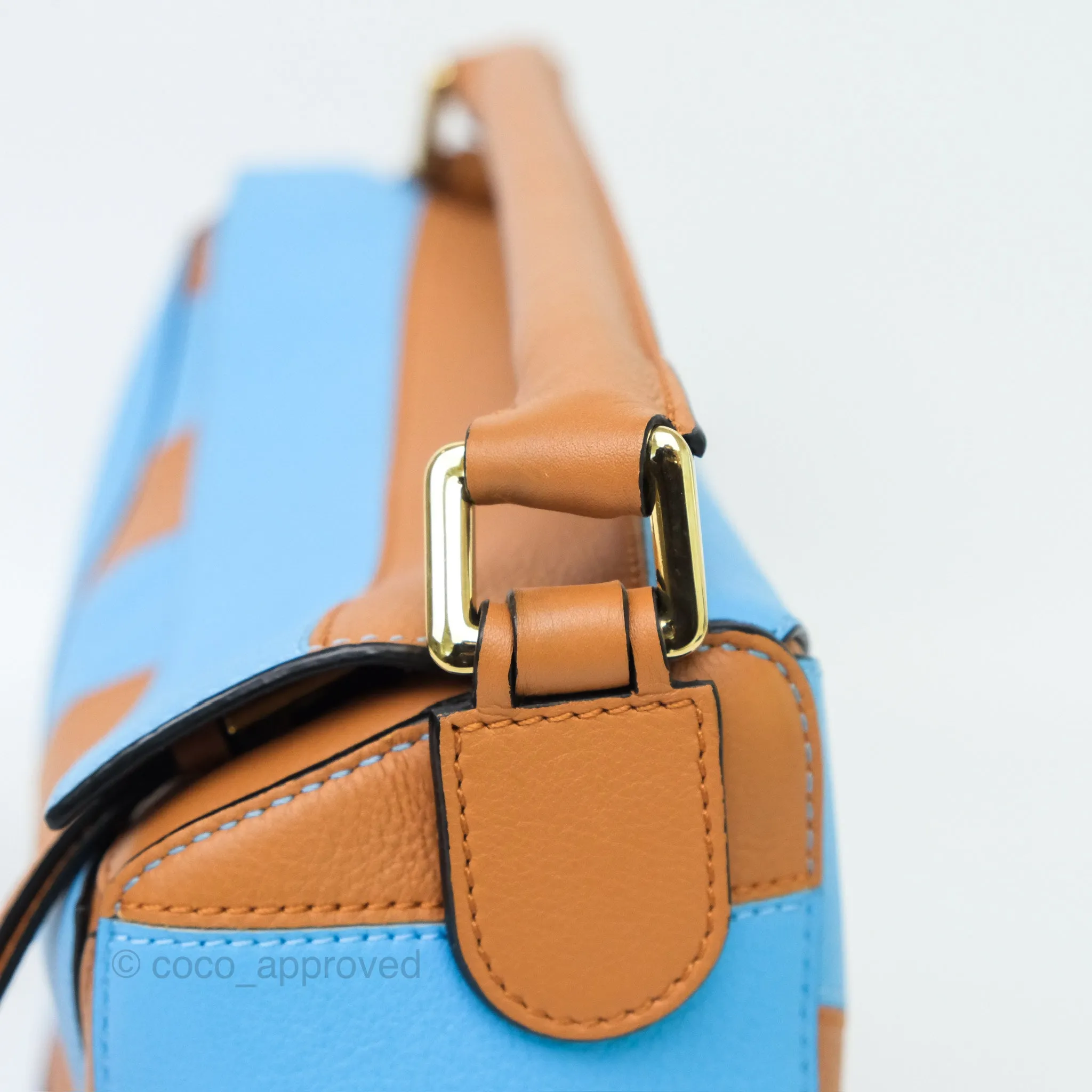 Loewe Small Rugby Puzzle Blue Tan Calfskin
