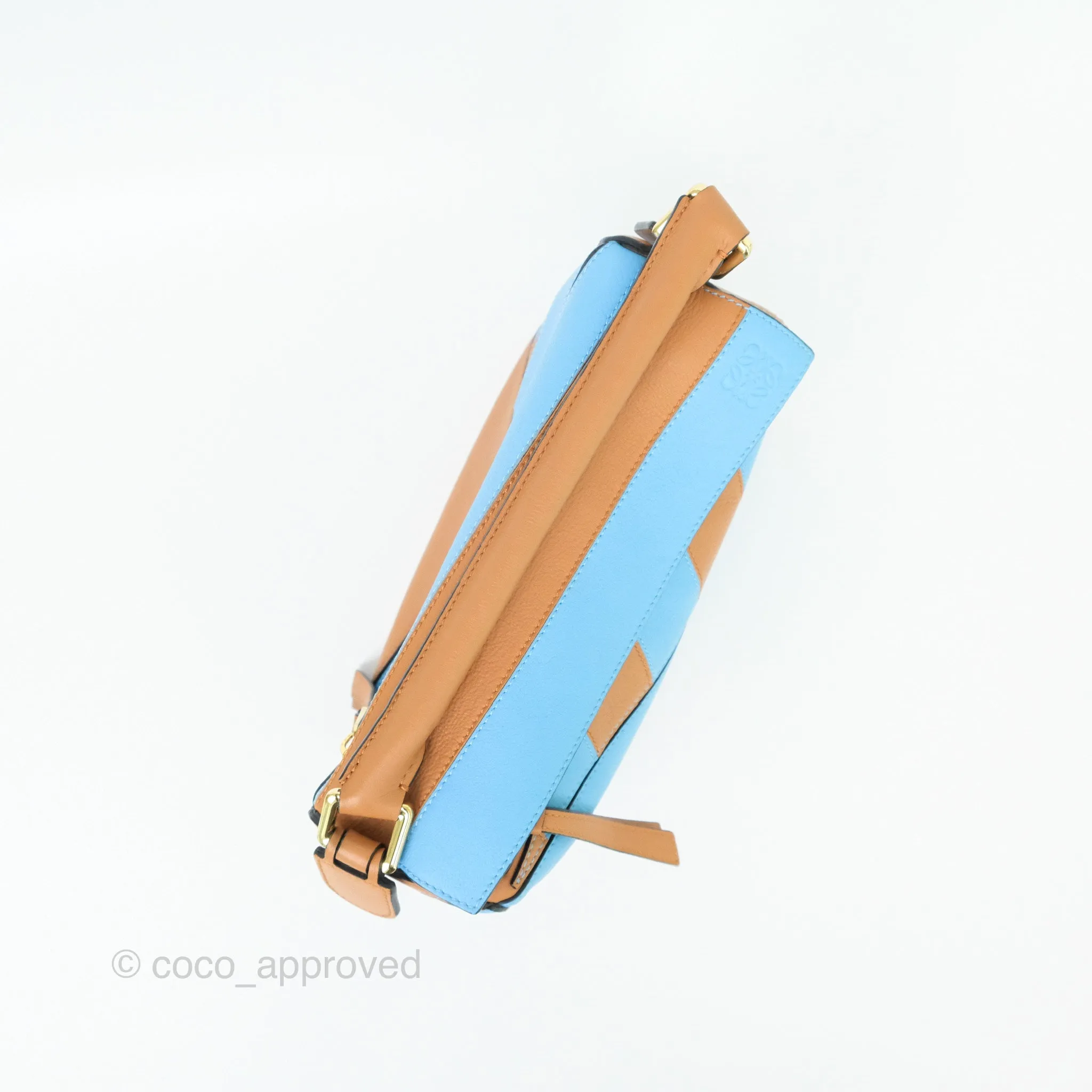 Loewe Small Rugby Puzzle Blue Tan Calfskin