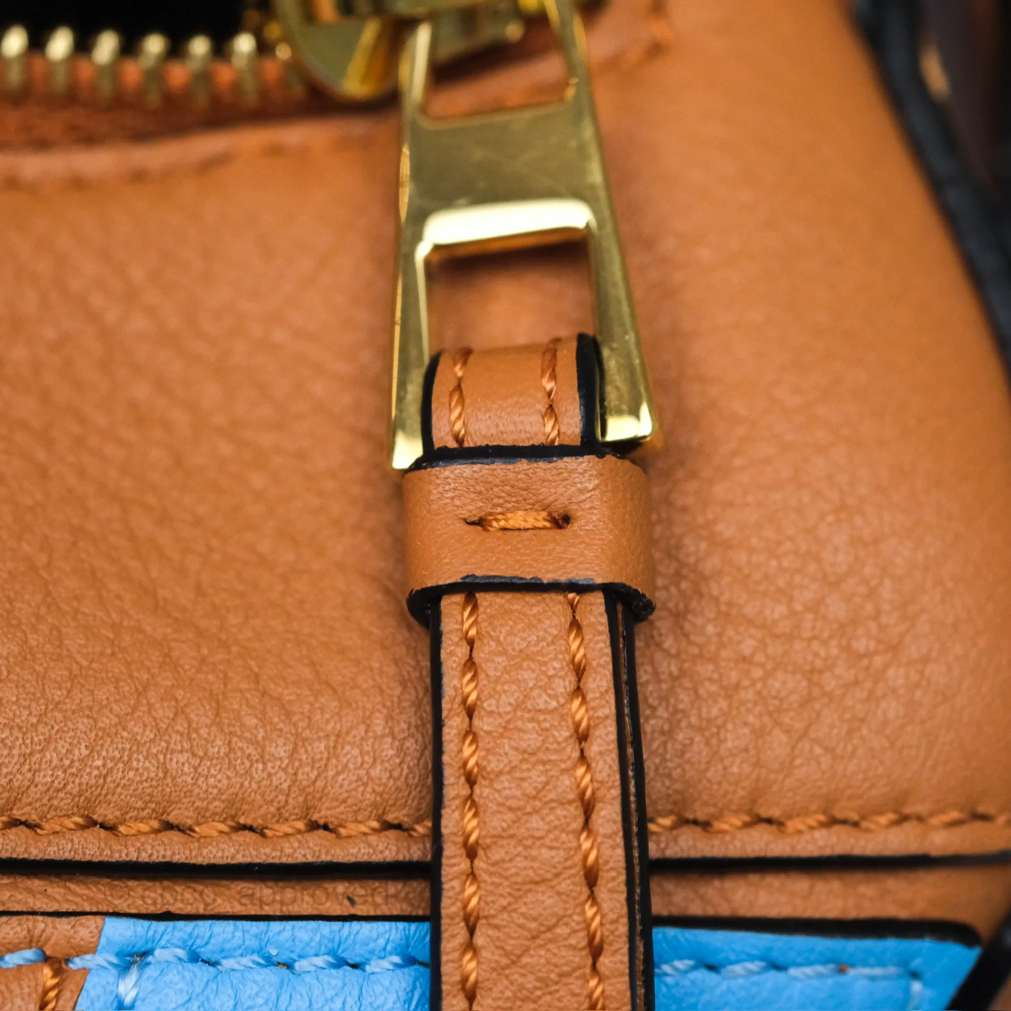 Loewe Small Rugby Puzzle Blue Tan Calfskin
