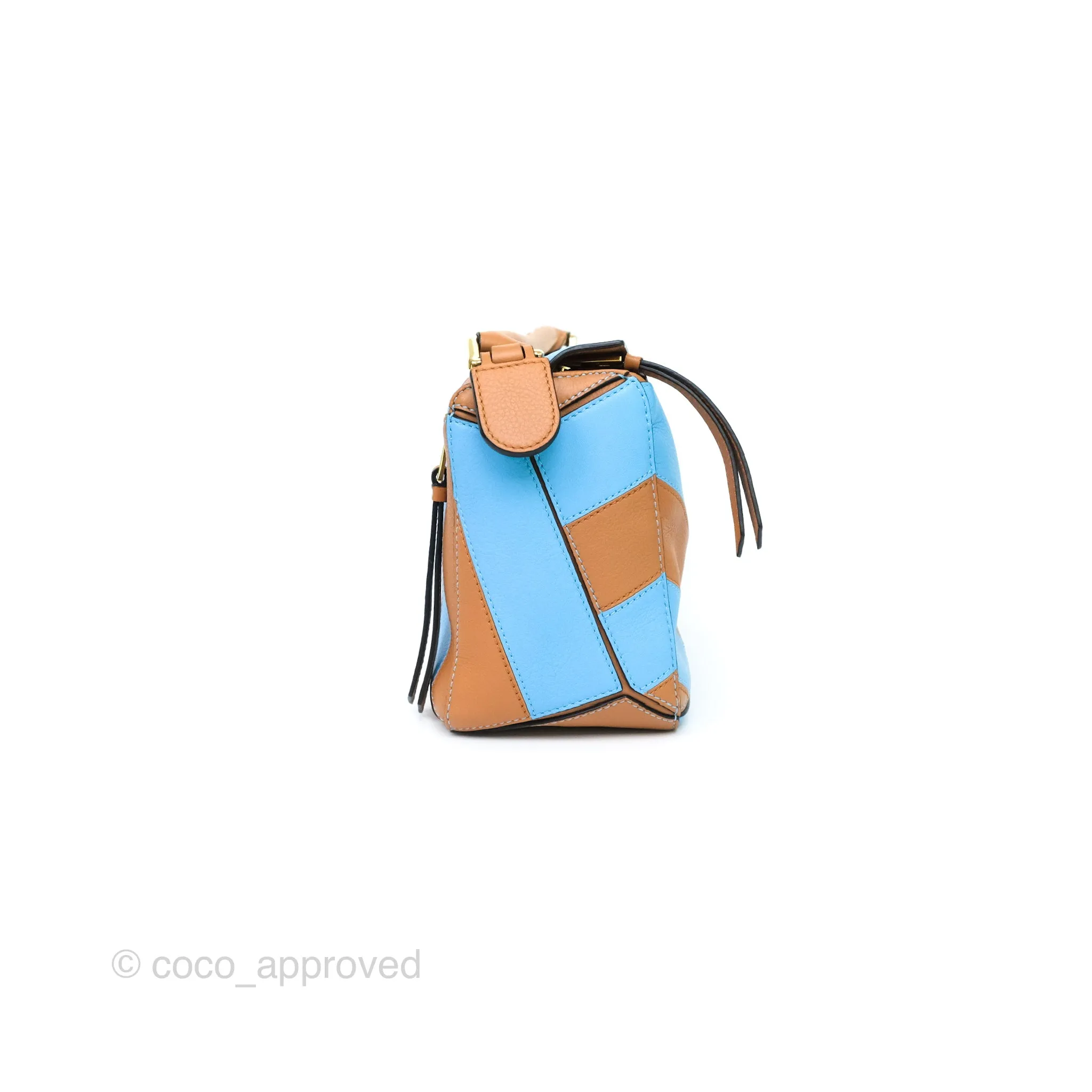 Loewe Small Rugby Puzzle Blue Tan Calfskin