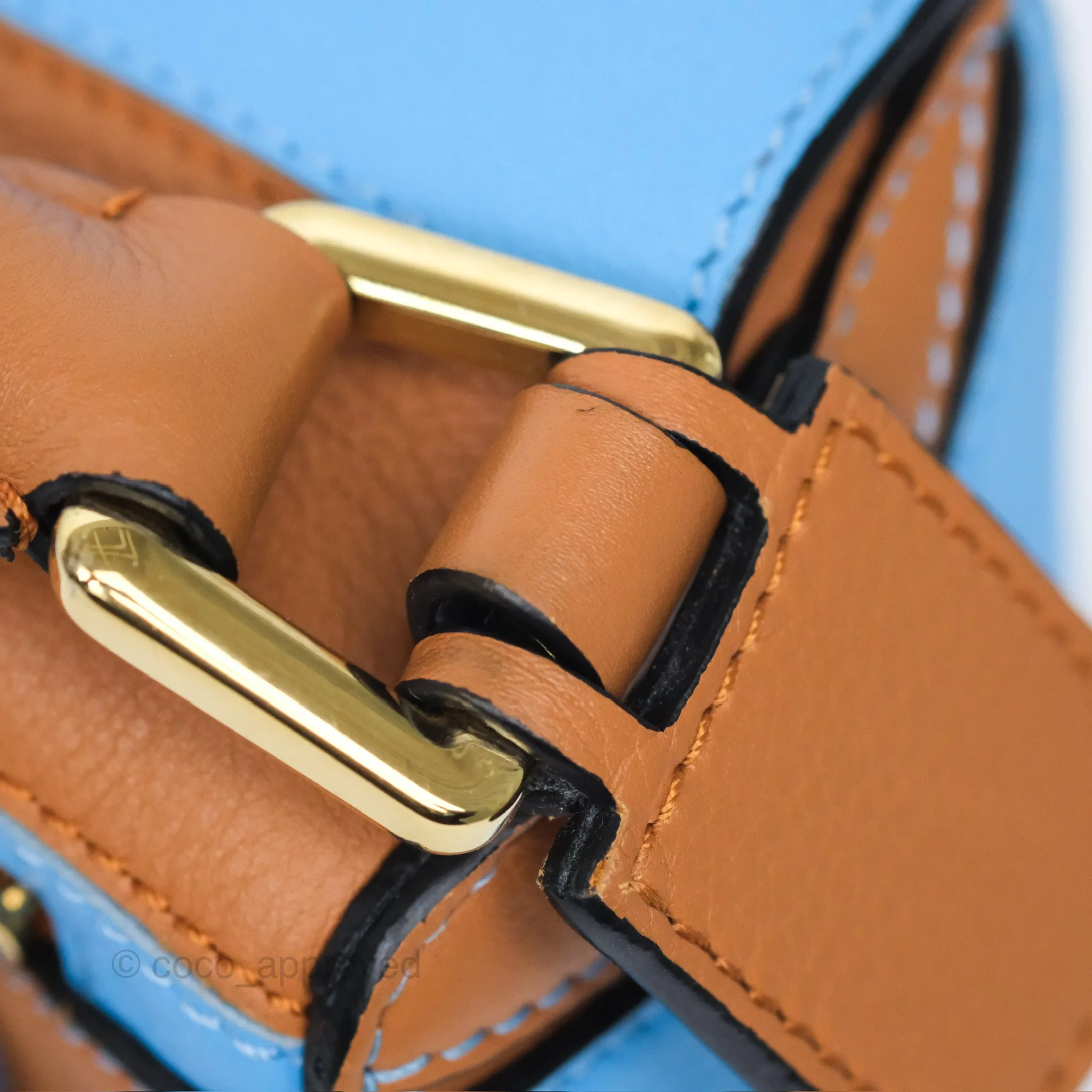 Loewe Small Rugby Puzzle Blue Tan Calfskin