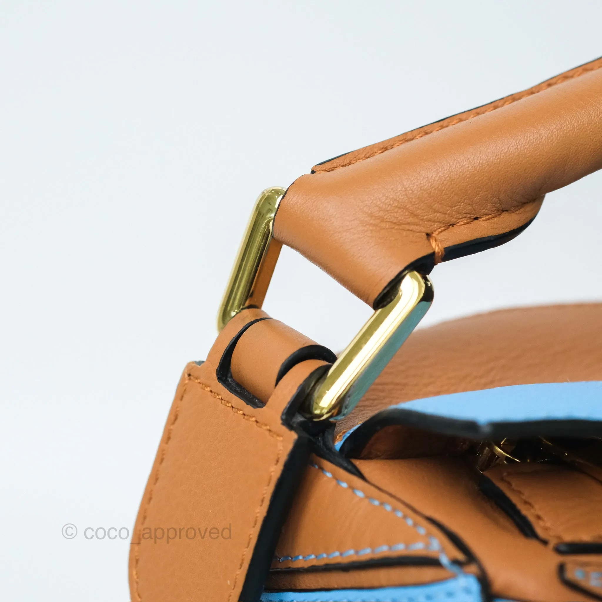Loewe Small Rugby Puzzle Blue Tan Calfskin